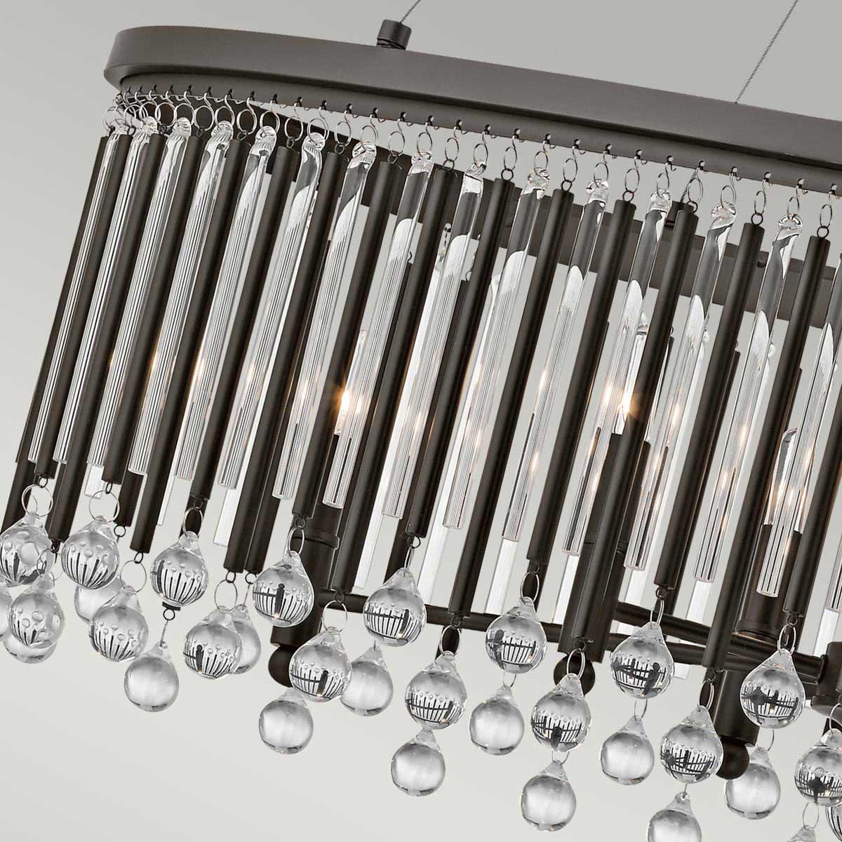 Ovaler Kronleuchter/Pendelleuchte Piper, 6 Lichter, Espresso/Chrom