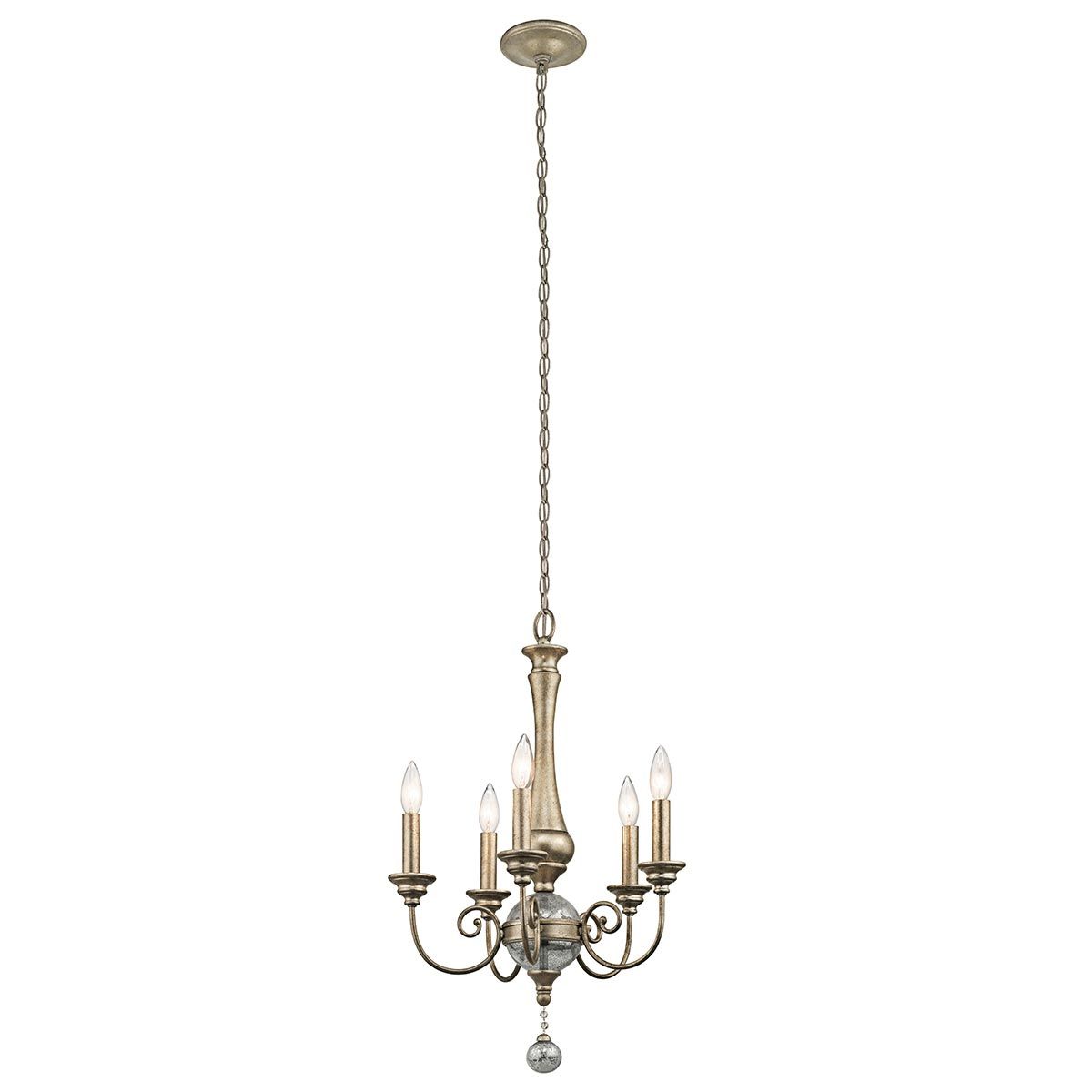Rosalie 5-flammiger Mini-Kronleuchter - Sterling-Gold