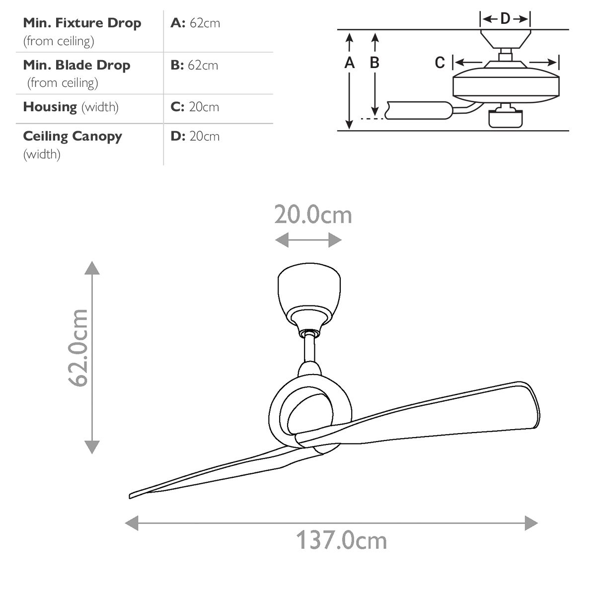 Link - 54 Zoll / 137 cm Ventilator - Poliertes Nickel