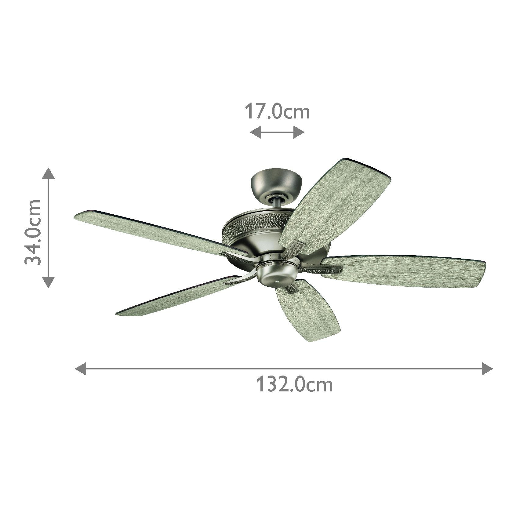 Monarch II - 52 Zoll / 132 cm Ventilator - Poliertes antikes Zinn