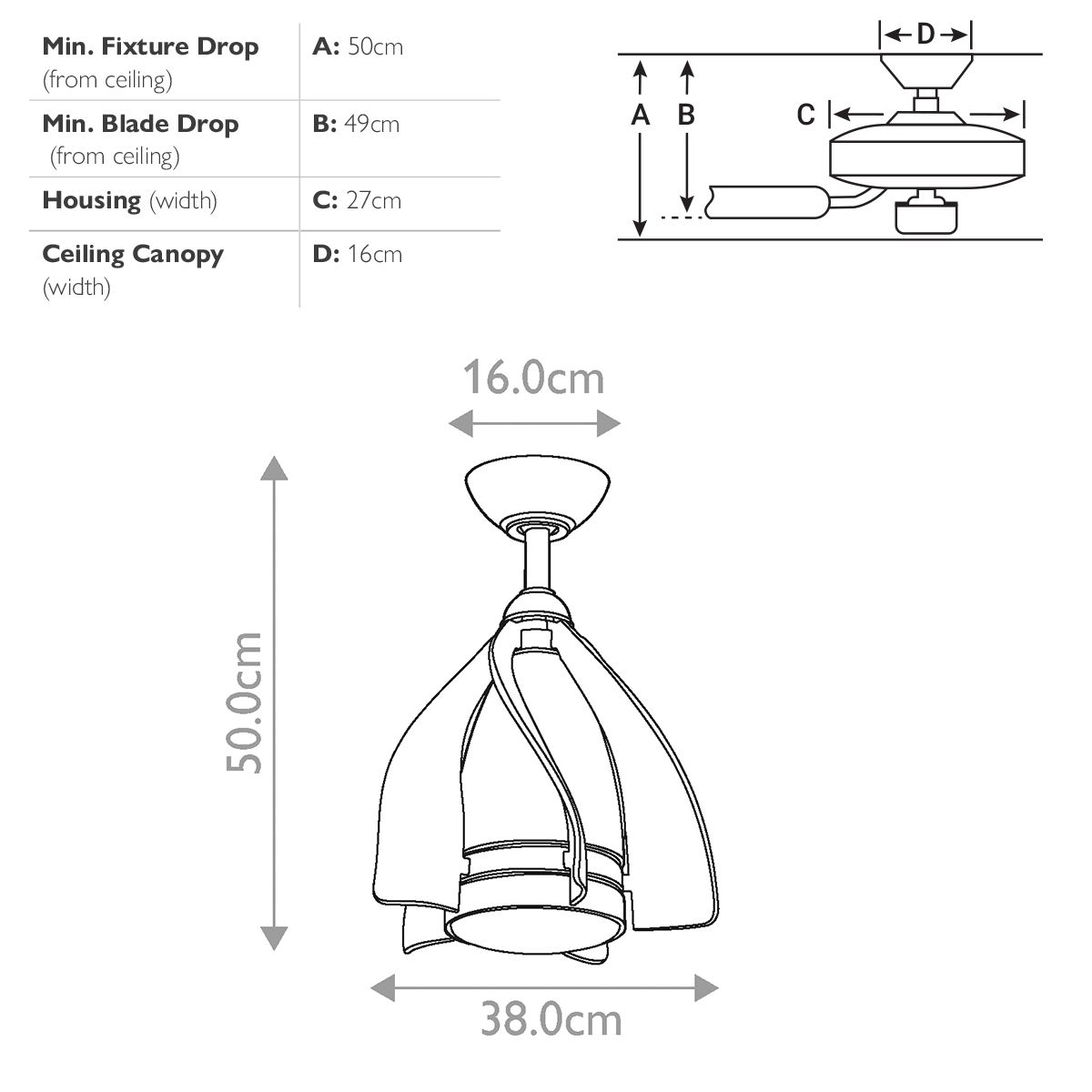 Terna - 15 Zoll / 38 cm Ventilator - Gebürstetes Nickel