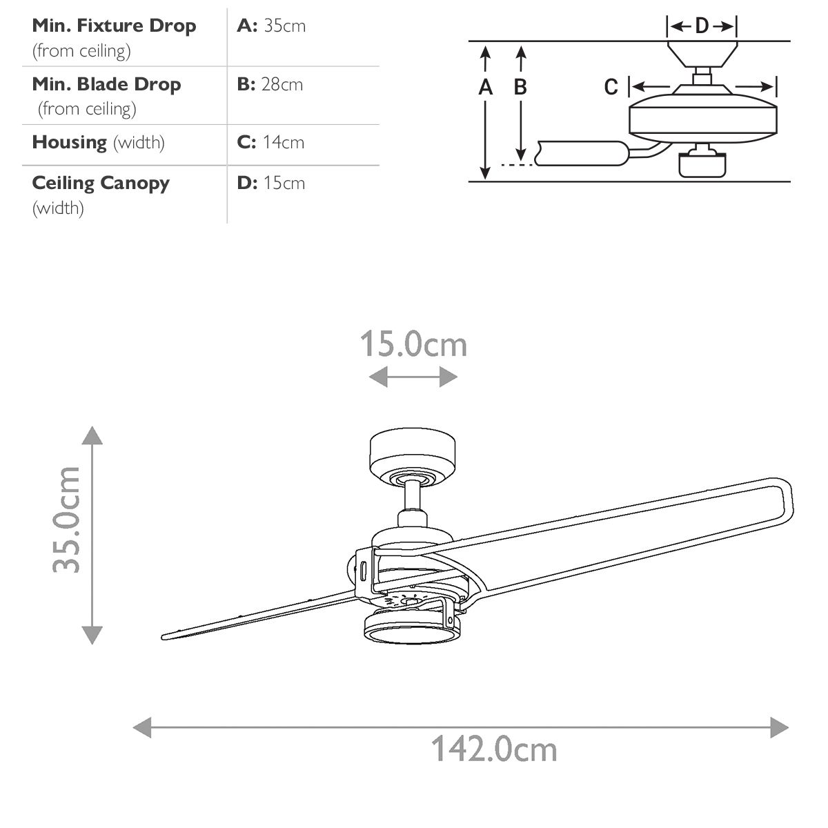 Xety - 56 Zoll / 142 cm Ventilator - Gebürstetes Nickel