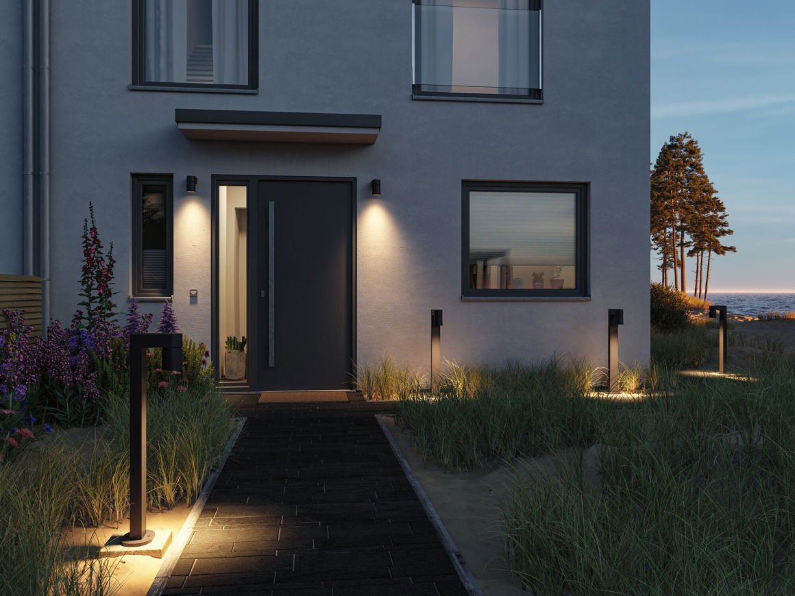 LED Außenwandleuchte Kimu IP44 zylindrisch 80mm 3000K 8W 500lm 230V 70° Anthrazit Aluminium - Paulmann - 94820