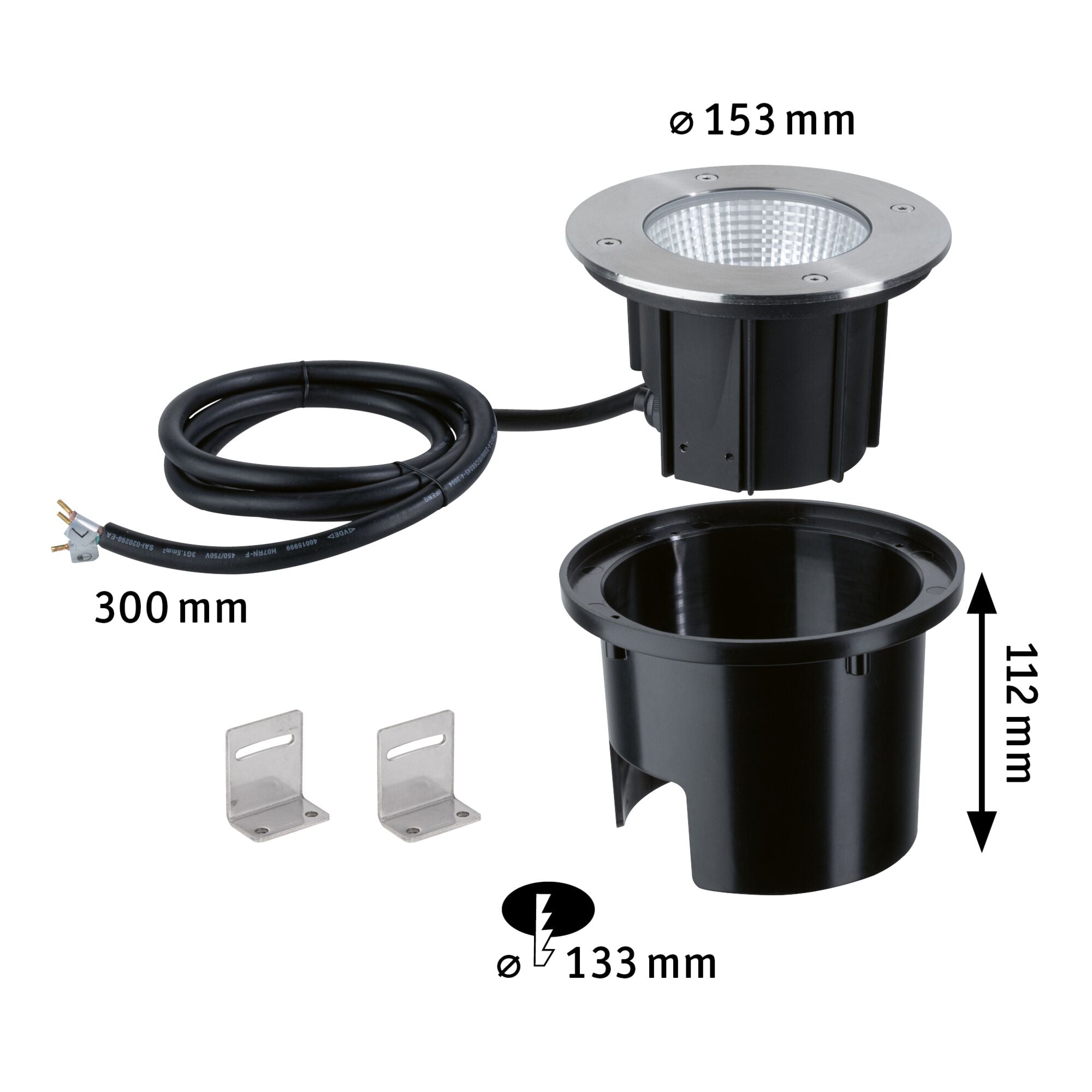 LED Bodeneinbauleuchte Durea IP67 rund 153mm 3000K 8W 530lm 230V Edelstahl Metall - Paulmann - 94654