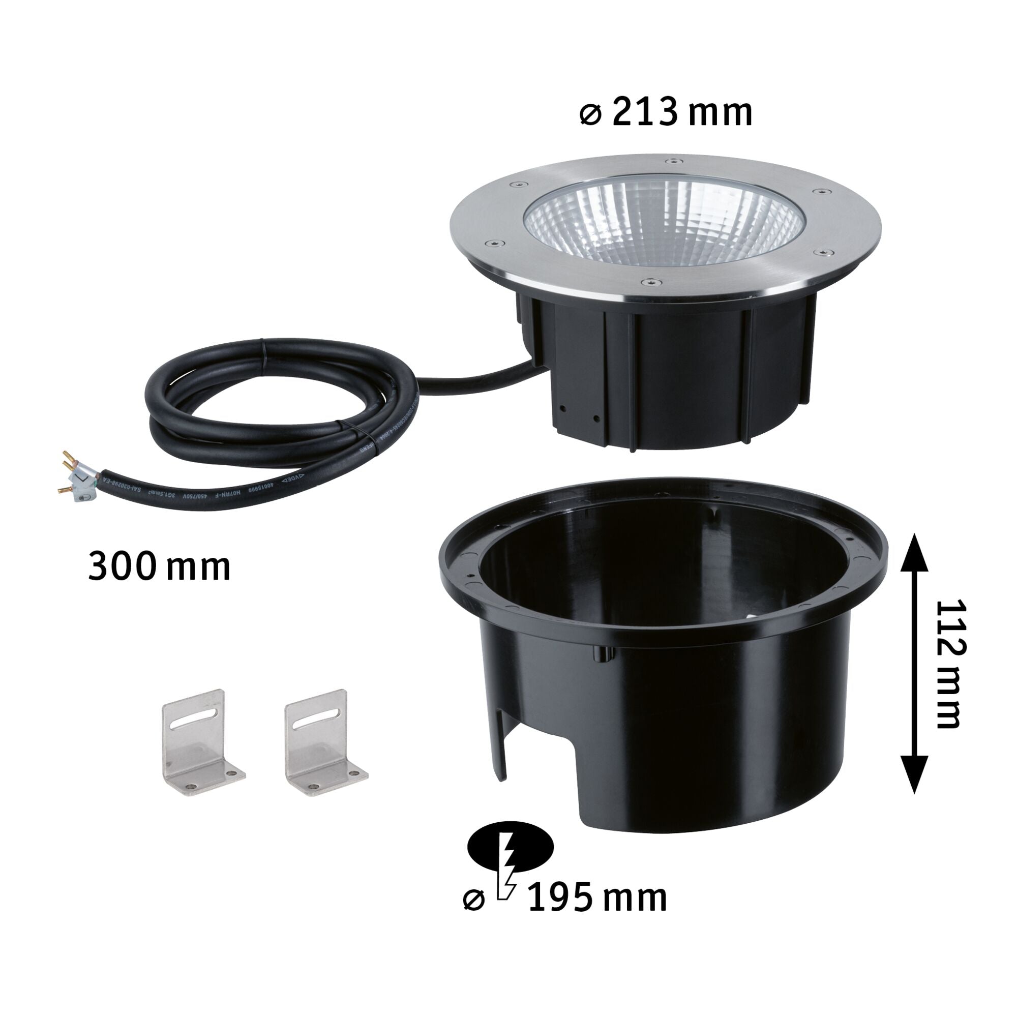 LED Bodeneinbauleuchte Durea IP67 rund 213mm 3000K 12,5W 870lm 230V Edelstahl Metall - Paulmann - 94655