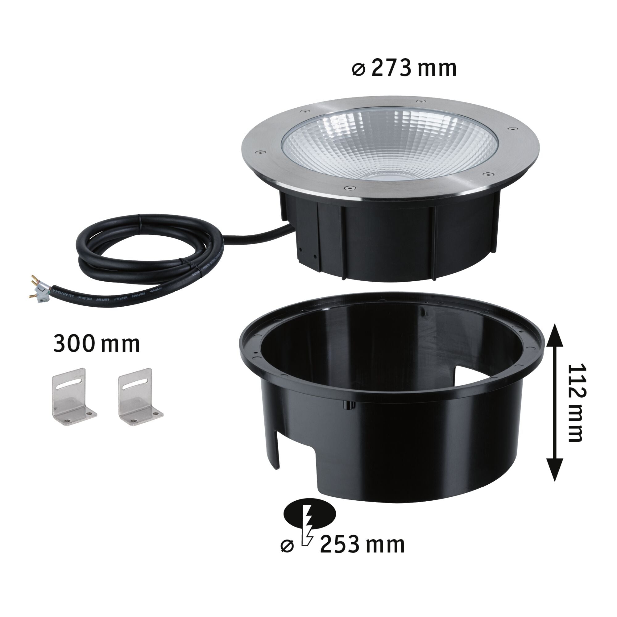 LED Bodeneinbauleuchte Durea IP67 rund 273mm 3000K 15W 1040lm 230V Edelstahl Metall - Paulmann - 94656