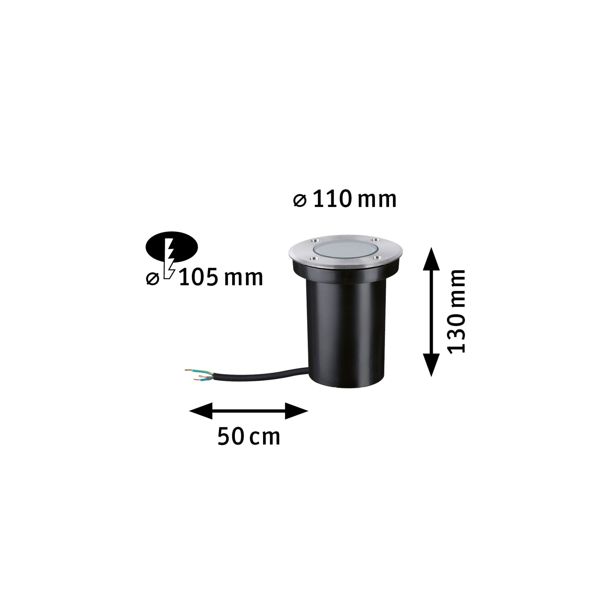 LED Bodeneinbauleuchte Goldlicht IP65 110mm 2200K 4,3W 320lm 230V Edelstahl gebürstet Edelstahl/Kunststoff - Paulmann - 94732