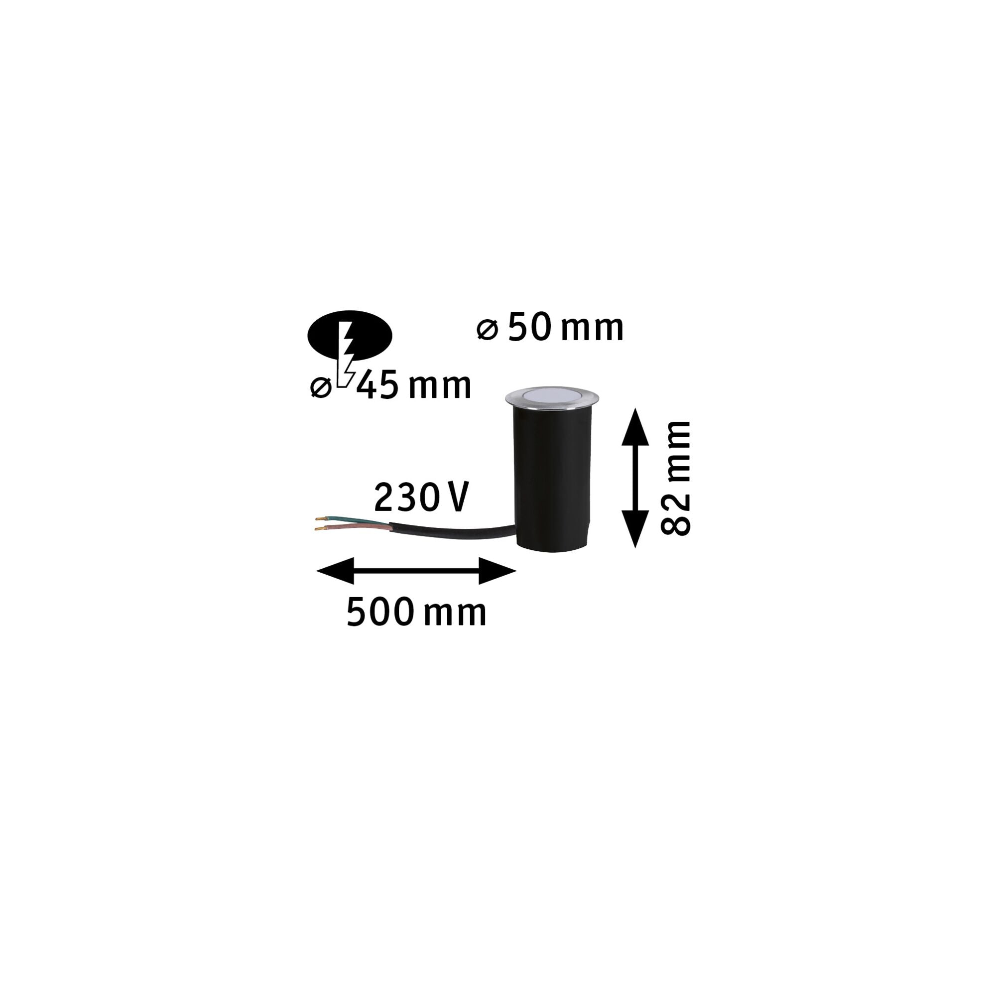 LED Bodeneinbauleuchte Goldlicht IP65 rund 50mm 2200K 2,2W 60lm 230V Alu Kunststoff/Metall - Paulmann - 94726