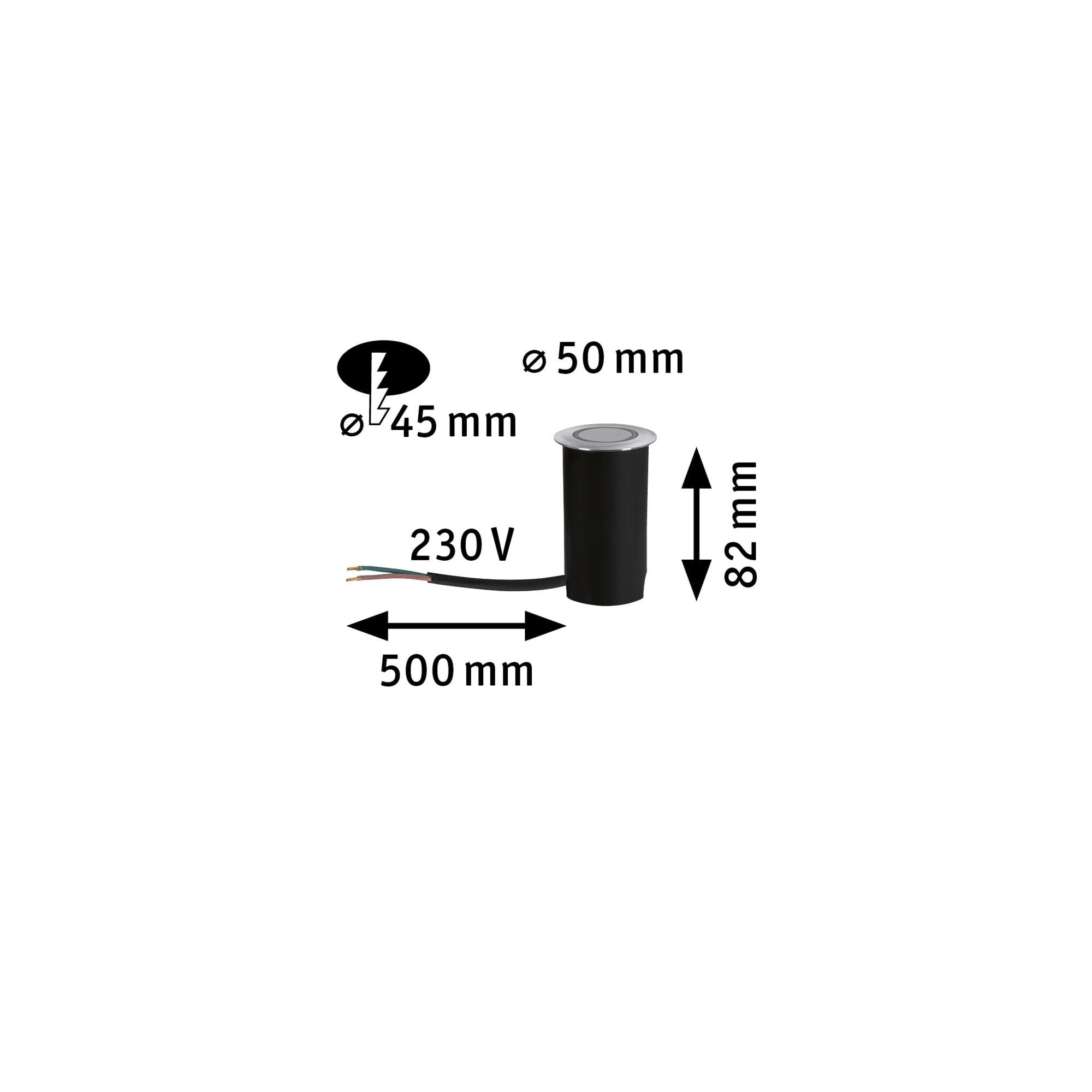 LED Bodeneinbauleuchte Goldlicht IP67 rund 50mm 2200K 2,2W 15lm 230V Alu Kunststoff/Metall - Paulmann - 94727