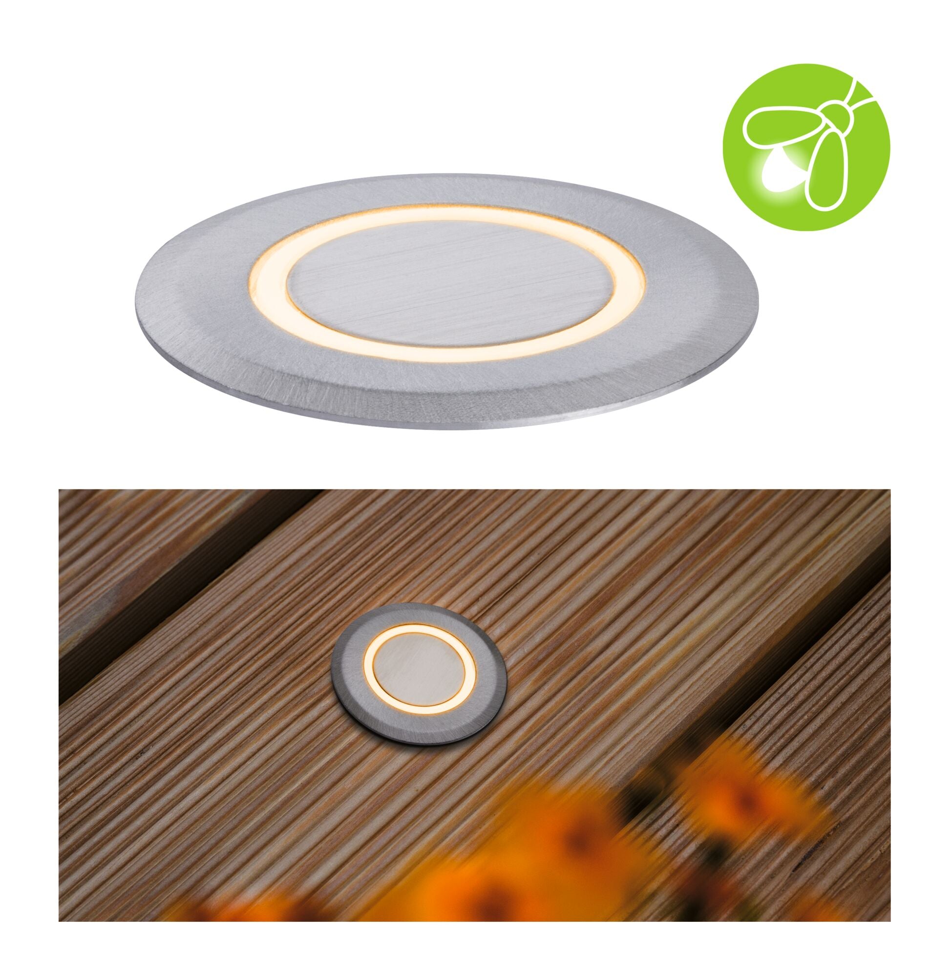 LED Bodeneinbauleuchte Goldlicht IP67 rund 50mm 2200K 2,2W 15lm 230V Alu Kunststoff/Metall - Paulmann - 94727