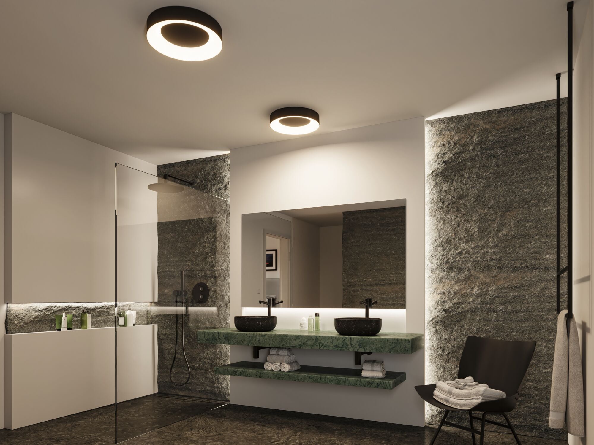 LED Deckenleuchte Casca IP44 White Switch 2100lm 230V 23W Schwarz matt - Paulmann - 71097