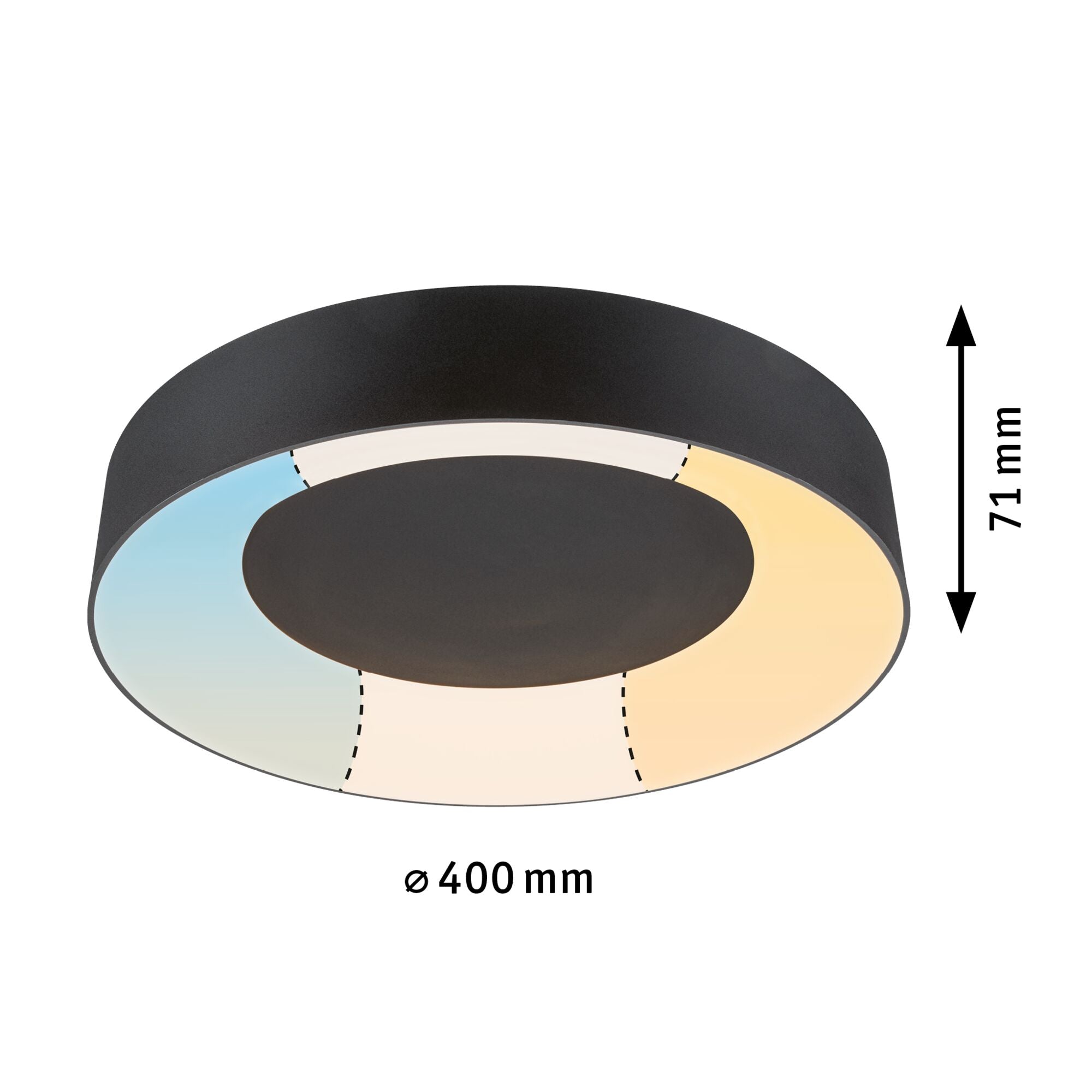 LED Deckenleuchte Casca IP44 White Switch 2100lm 230V 23W Schwarz matt - Paulmann - 71097
