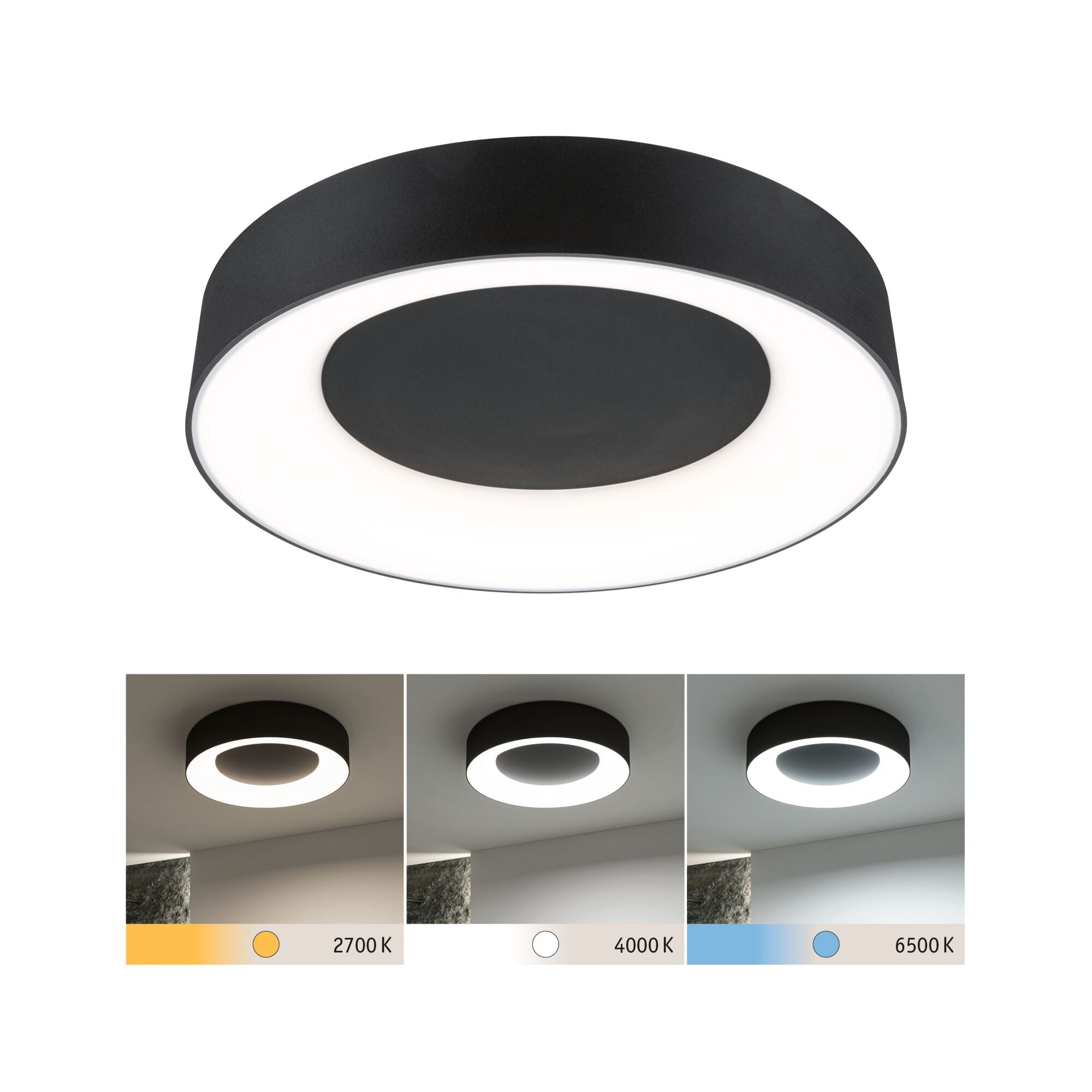 LED Deckenleuchte Casca IP44 White Switch 2100lm 230V 23W Schwarz matt - Paulmann - 71097
