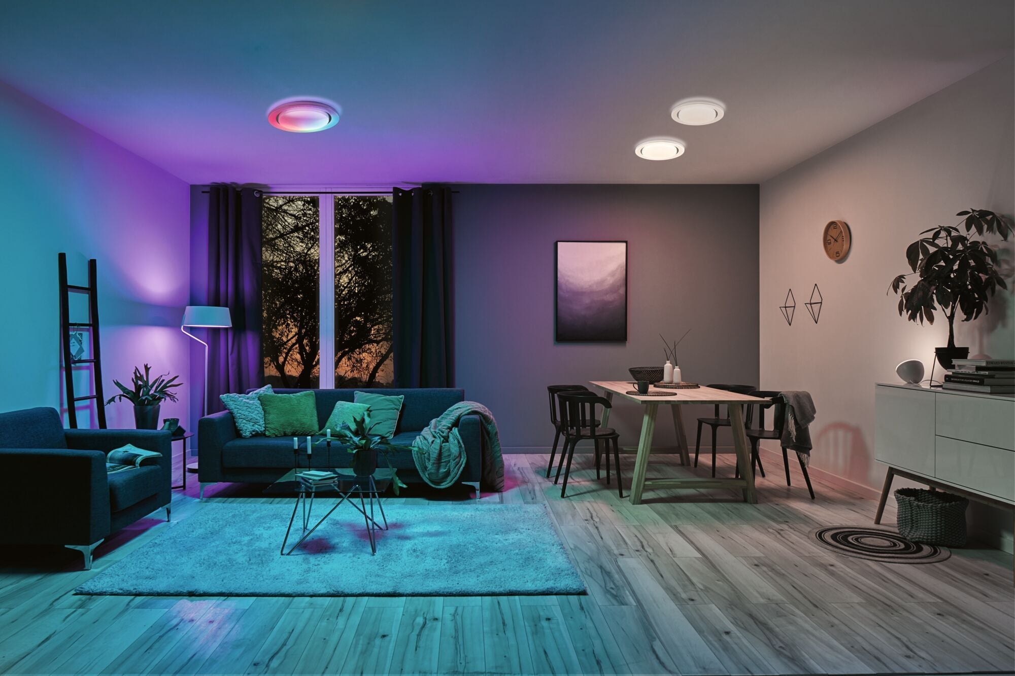 LED Deckenleuchte Rainbow mit Regenbogeneffekt RGBW+ 1600lm 230V 22W dimmbar Chrom/Weiß - Paulmann - 70546