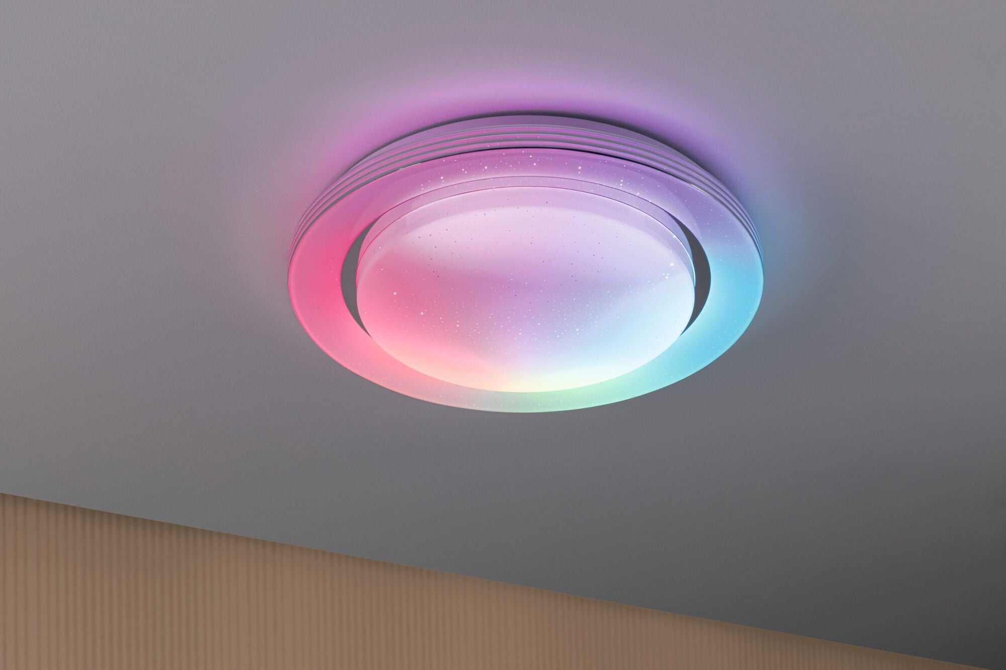 LED Deckenleuchte Rainbow mit Regenbogeneffekt RGBW+ 1600lm 230V 22W dimmbar Chrom/Weiß - Paulmann - 70546