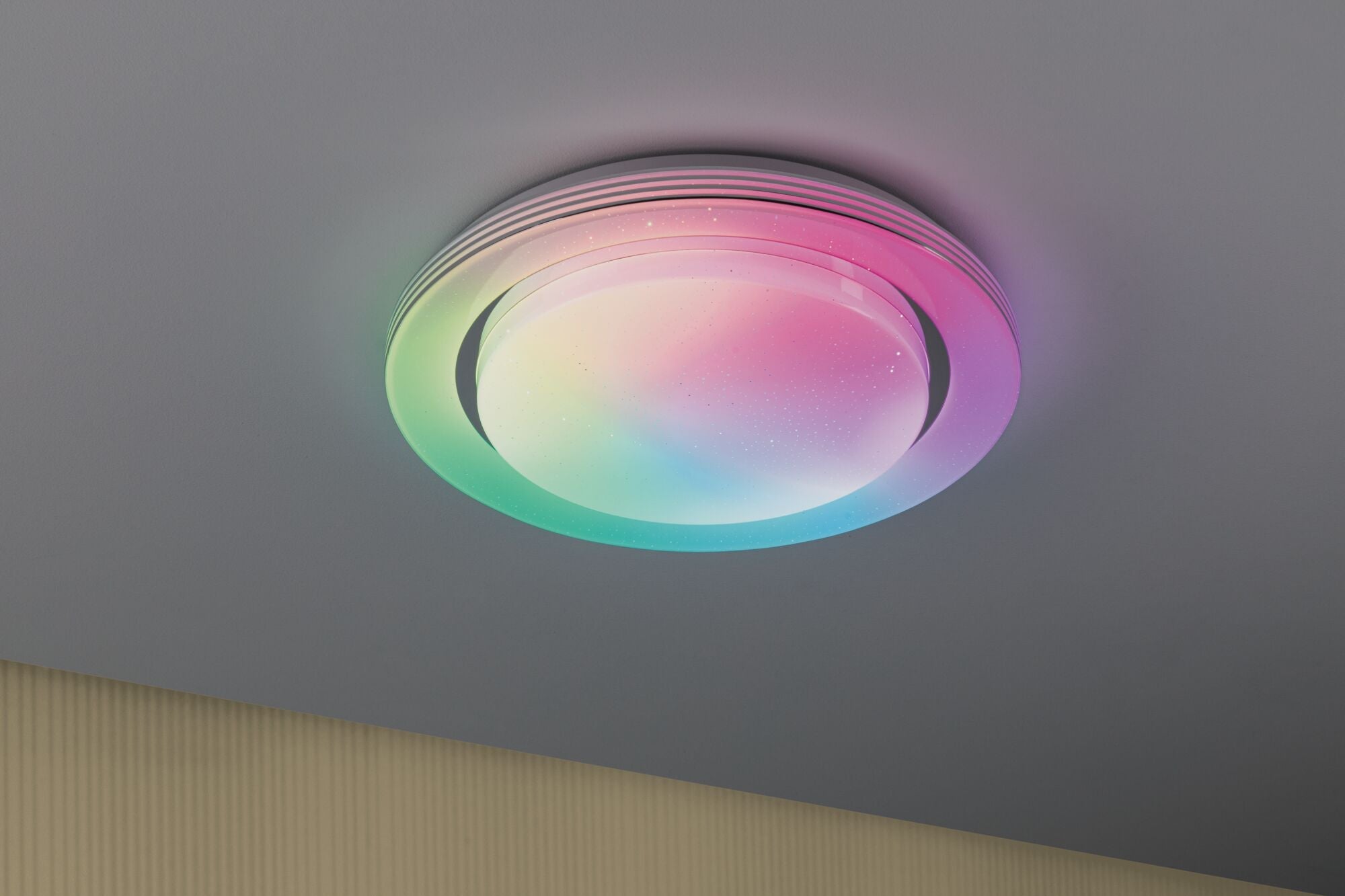 LED Deckenleuchte Rainbow mit Regenbogeneffekt RGBW+ 1600lm 230V 22W dimmbar Chrom/Weiß - Paulmann - 70546