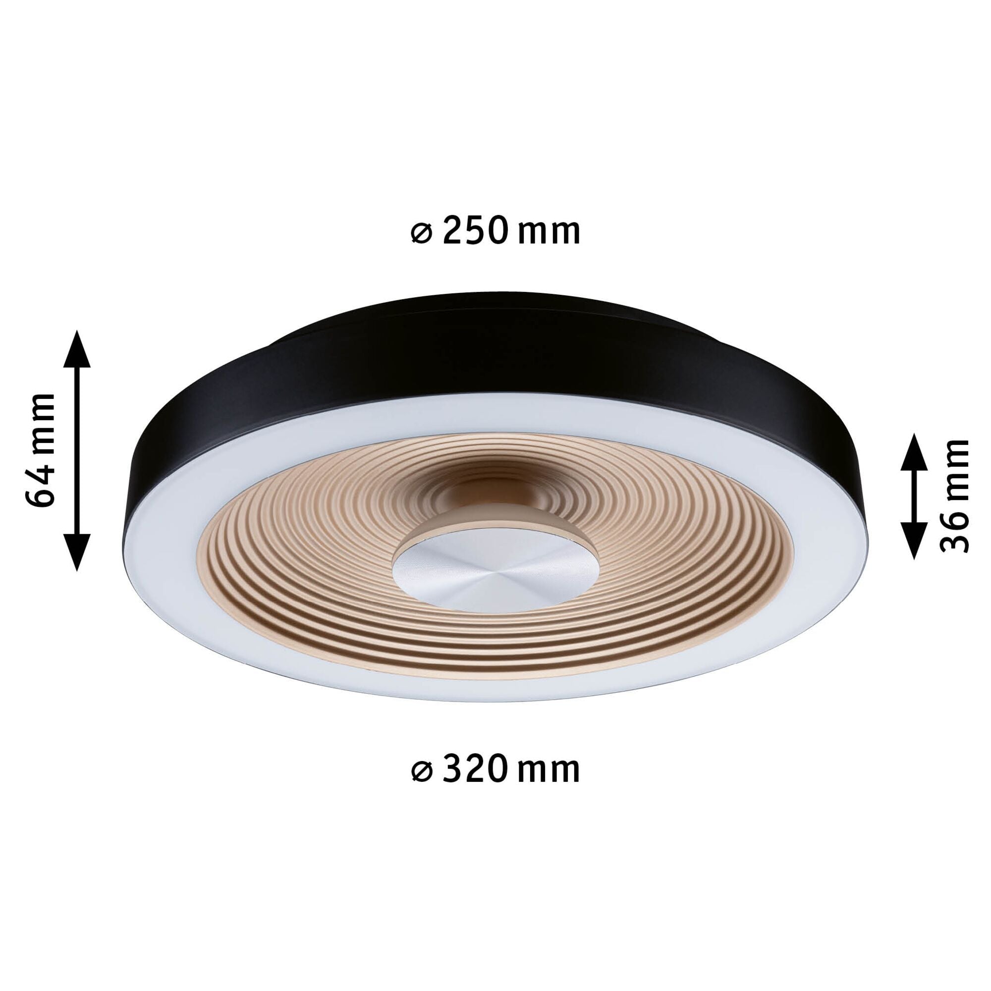 LED Deckenleuchte Volea IP44 3000K 470lm / 1650lm 230V 3,5 / 1x13W dimmbar Schwarz/Gold - Paulmann - 71178