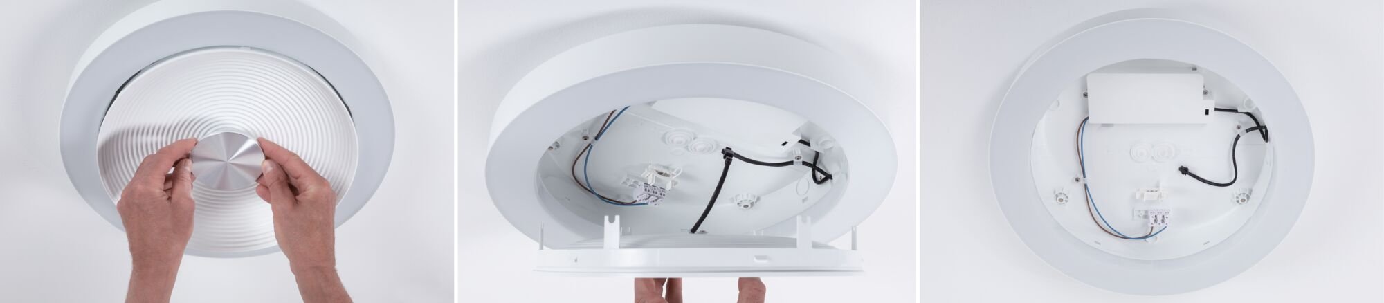 LED Deckenleuchte Volea IP44 3000K 470lm / 1650lm 230V 3,5 / 1x13W dimmbar Weiß/Silber - Paulmann - 71177