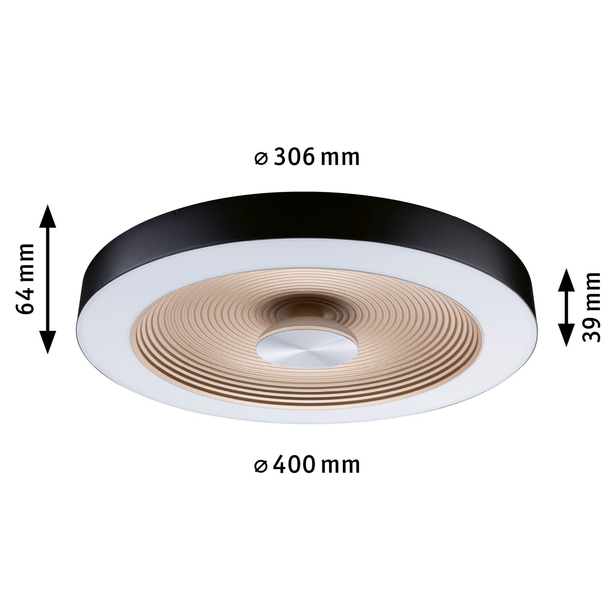 LED Deckenleuchte Volea IP44 3000K 500lm / 2400lm 230V 4 / 1x18,5W dimmbar Schwarz/Gold - Paulmann - 71180