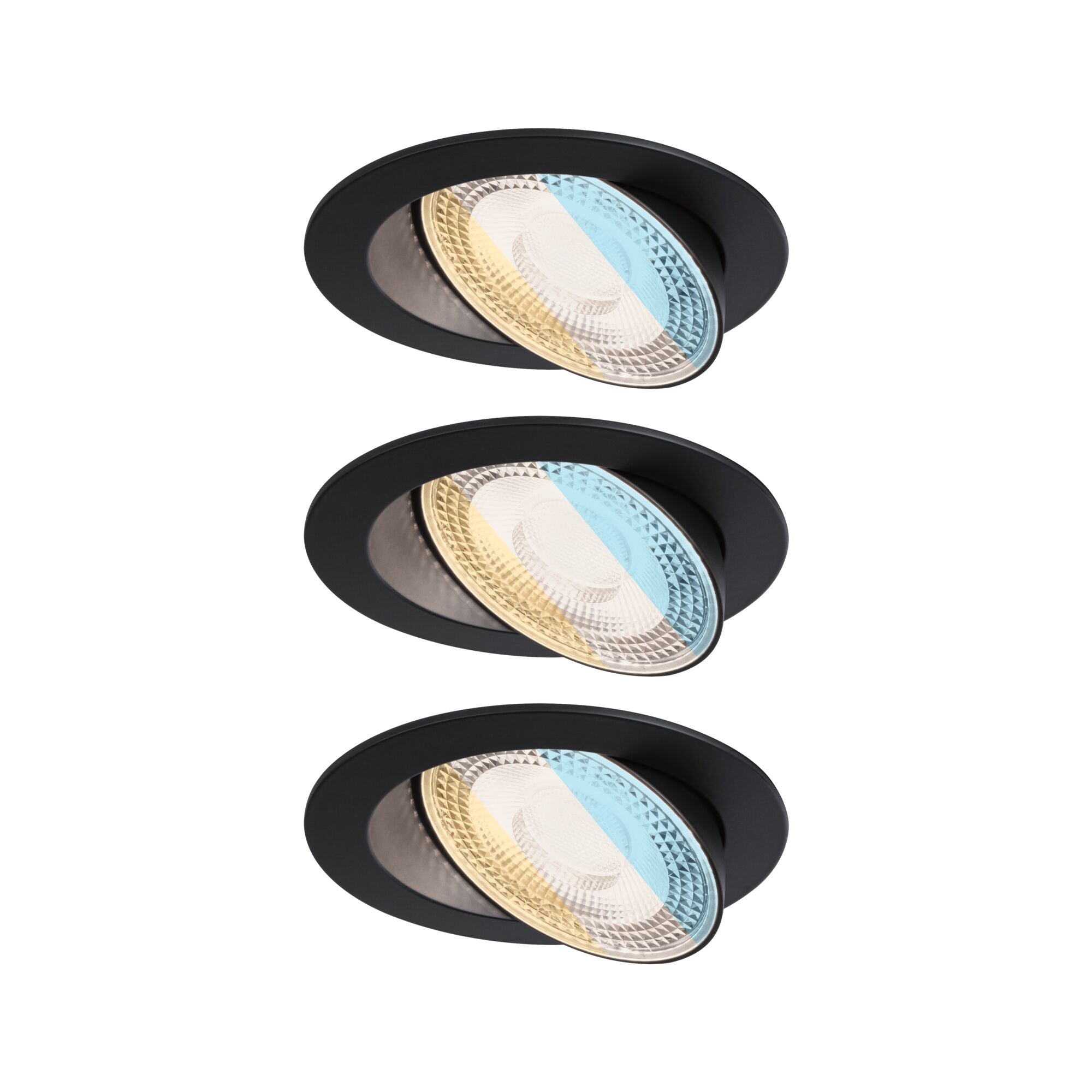 LED Einbauleuchte Aumus 3er - Set rund 105mm 90° 3x5W 3x700lm 230V dimmbar 2700 - 6500K Schwarz - Paulmann - 92258