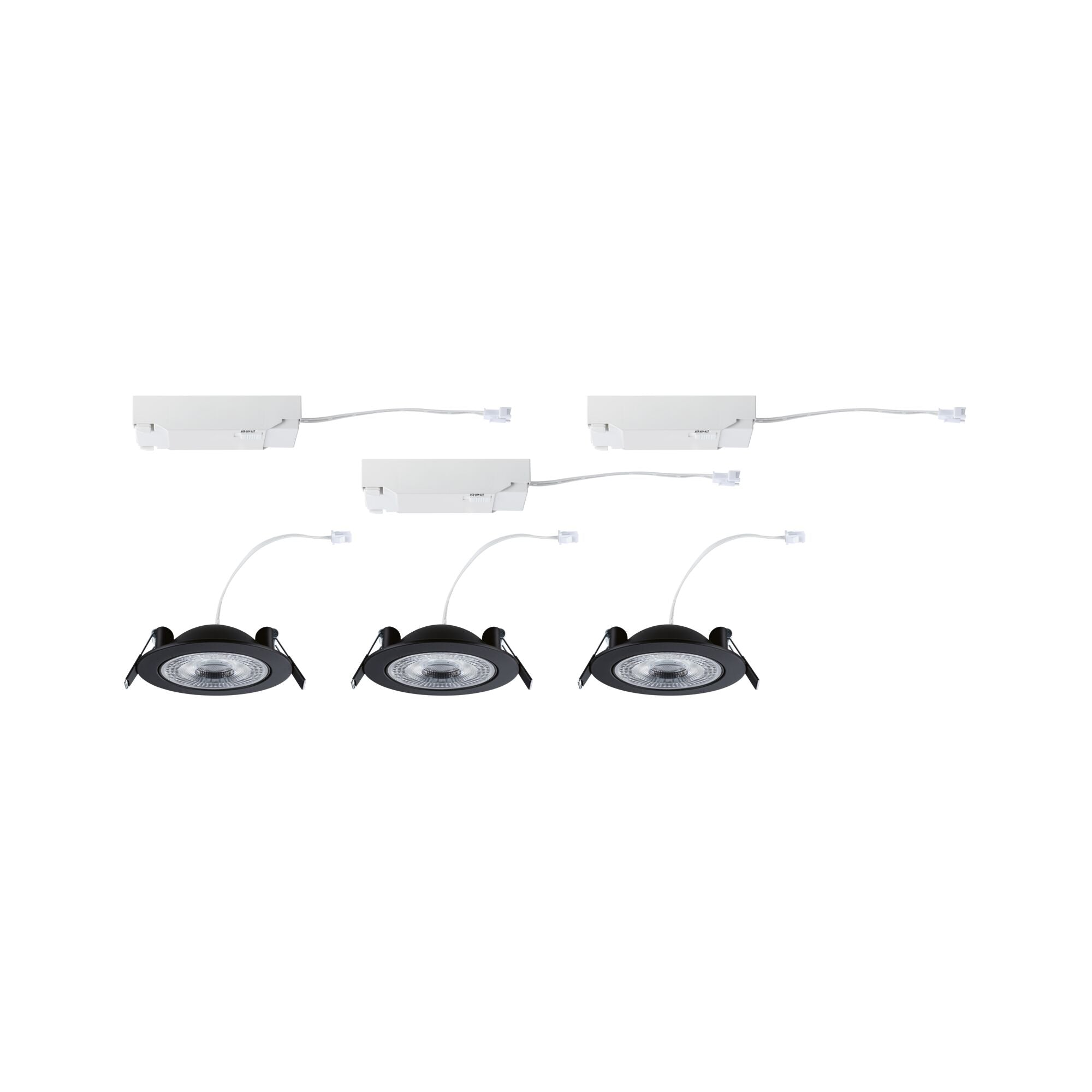 LED Einbauleuchte Aumus 3er - Set rund 105mm 90° 3x5W 3x700lm 230V dimmbar 2700 - 6500K Schwarz - Paulmann - 92258
