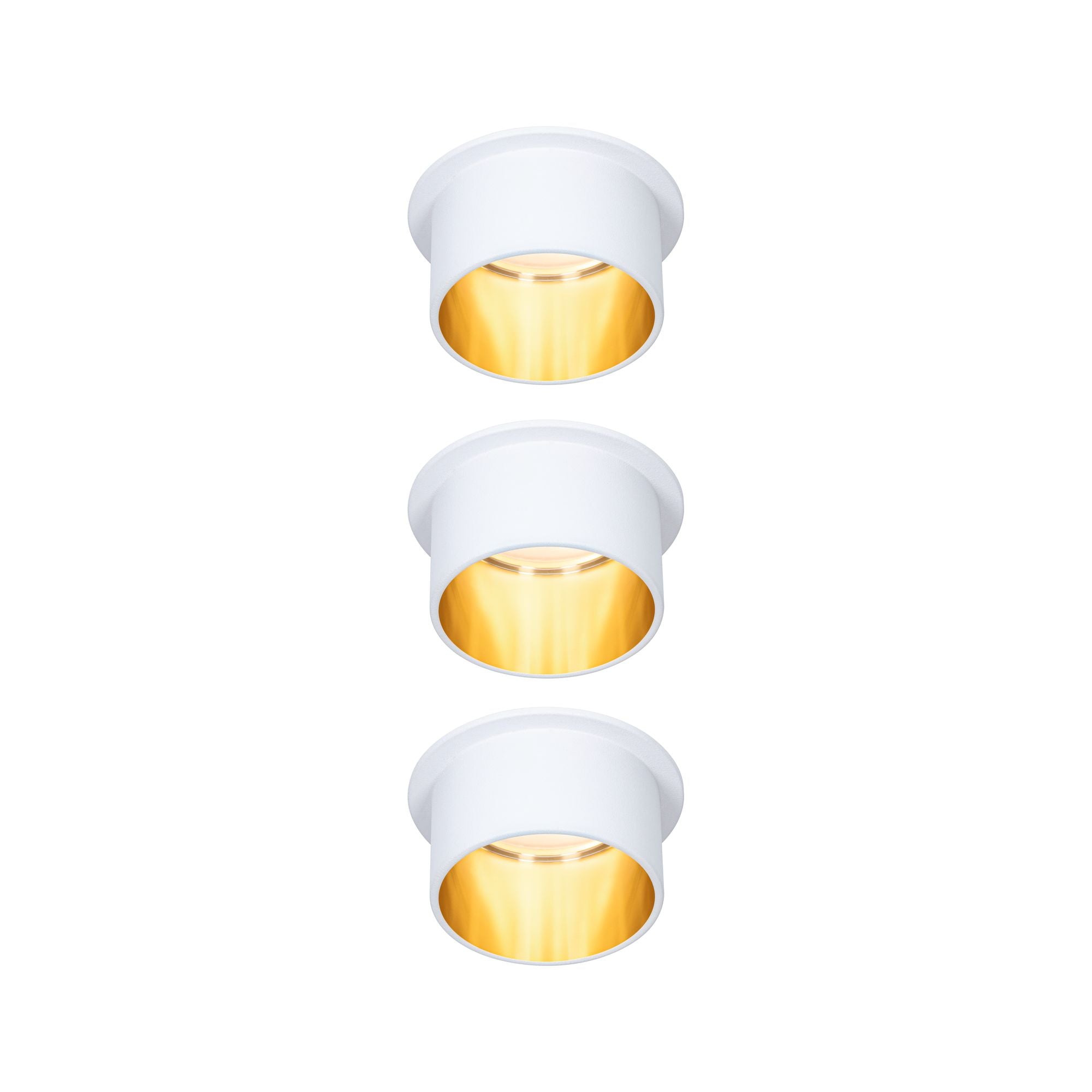 LED Einbauleuchte Gil Coin Basisset IP44 rund 68mm Coin 3x6W 3x470lm 230V dimmbar 2700K Weiß matt/Gold - Paulmann - 93381