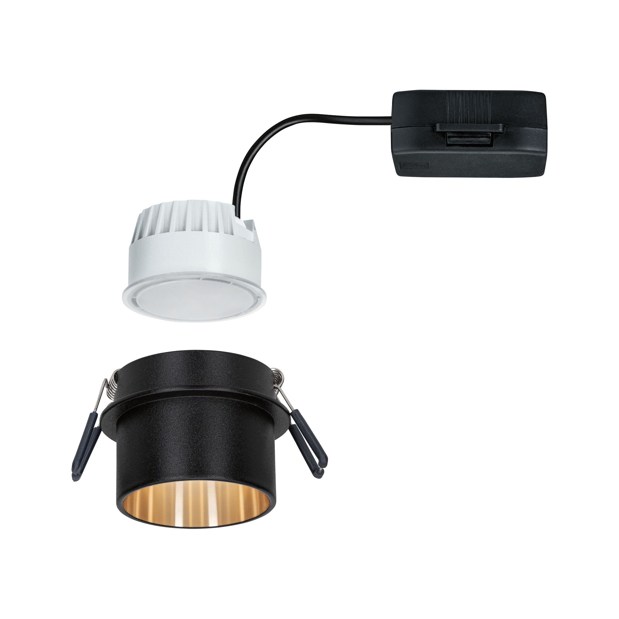 LED Einbauleuchte Gil Coin IP44 rund 68mm Coin 6W 470lm 230V dimmbar 2700K Schwarz matt/Gold - Paulmann - 93378