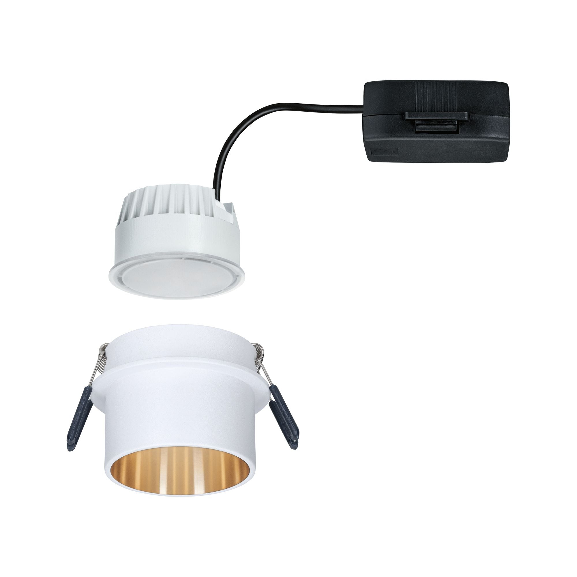 LED Einbauleuchte Gil Coin IP44 rund 68mm Coin 6W 470lm 230V dimmbar 2700K Weiß matt/Gold - Paulmann - 93380