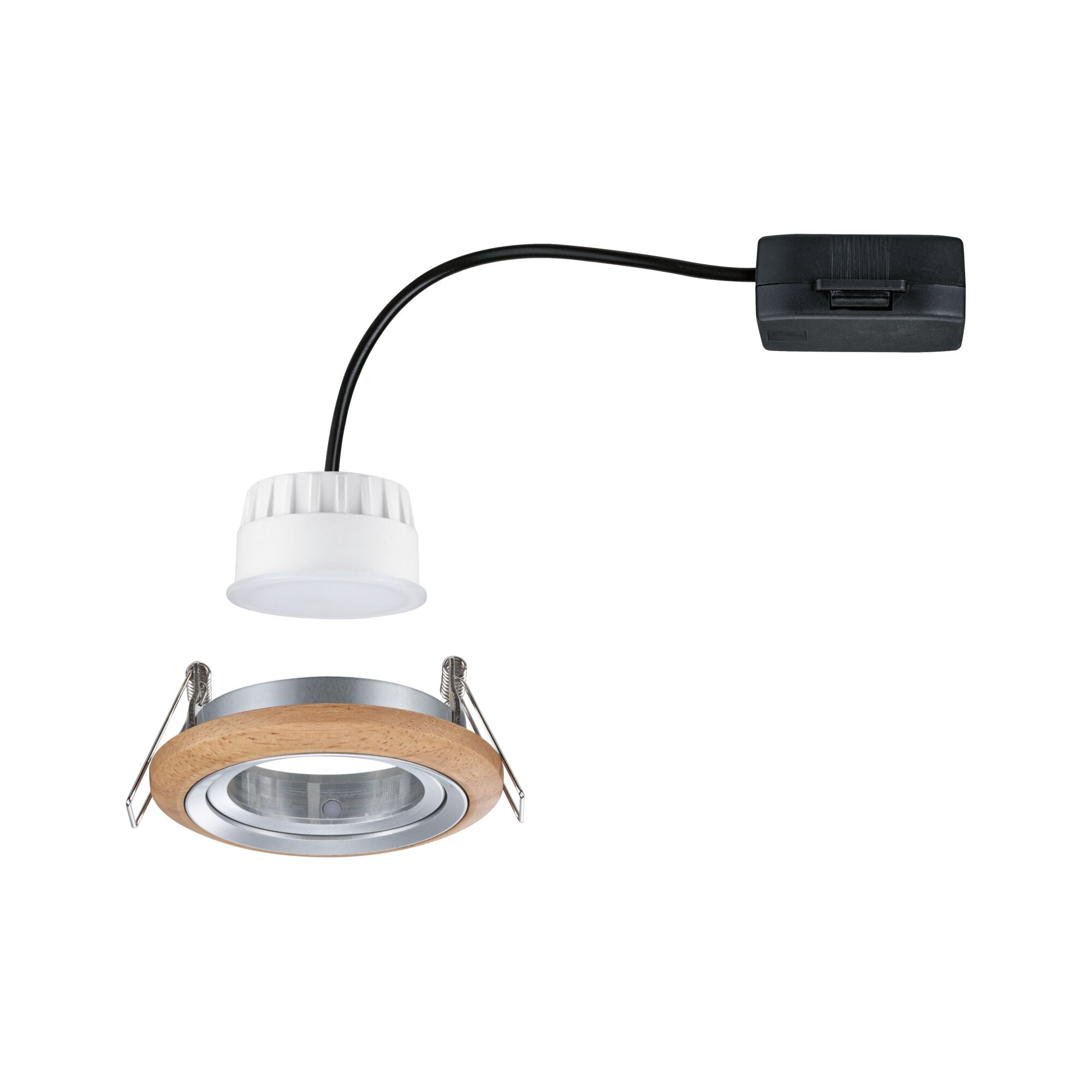 LED Einbauleuchte Lanati Einzelspot rund 84mm 30° Coin 6W 470lm 230V 2700K Holzoptik Eiche/Alu gedreht - Paulmann - 92240