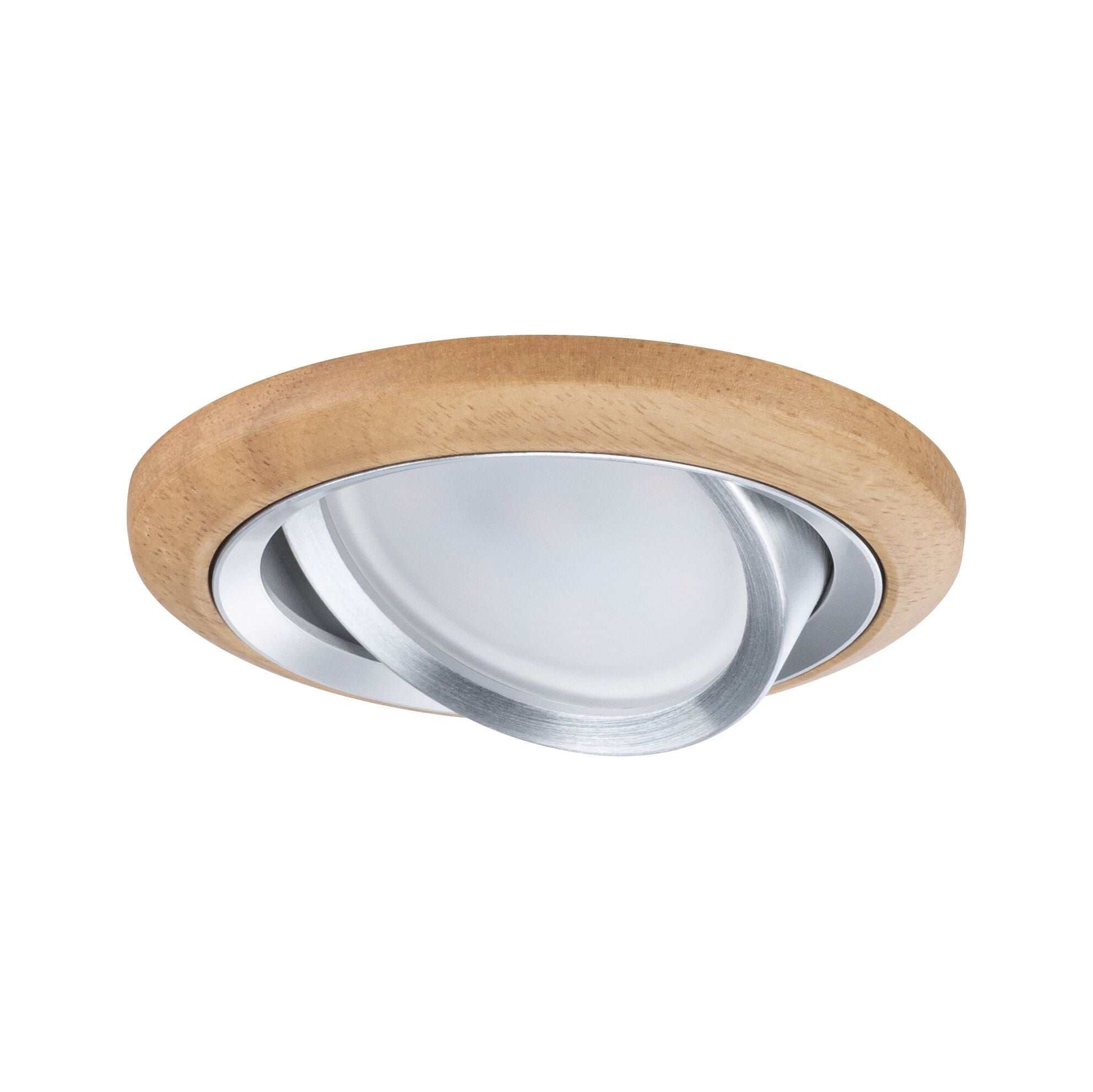 LED Einbauleuchte Lanati Einzelspot rund 84mm 30° Coin 6W 470lm 230V 2700K Holzoptik Eiche/Alu gedreht - Paulmann - 92240