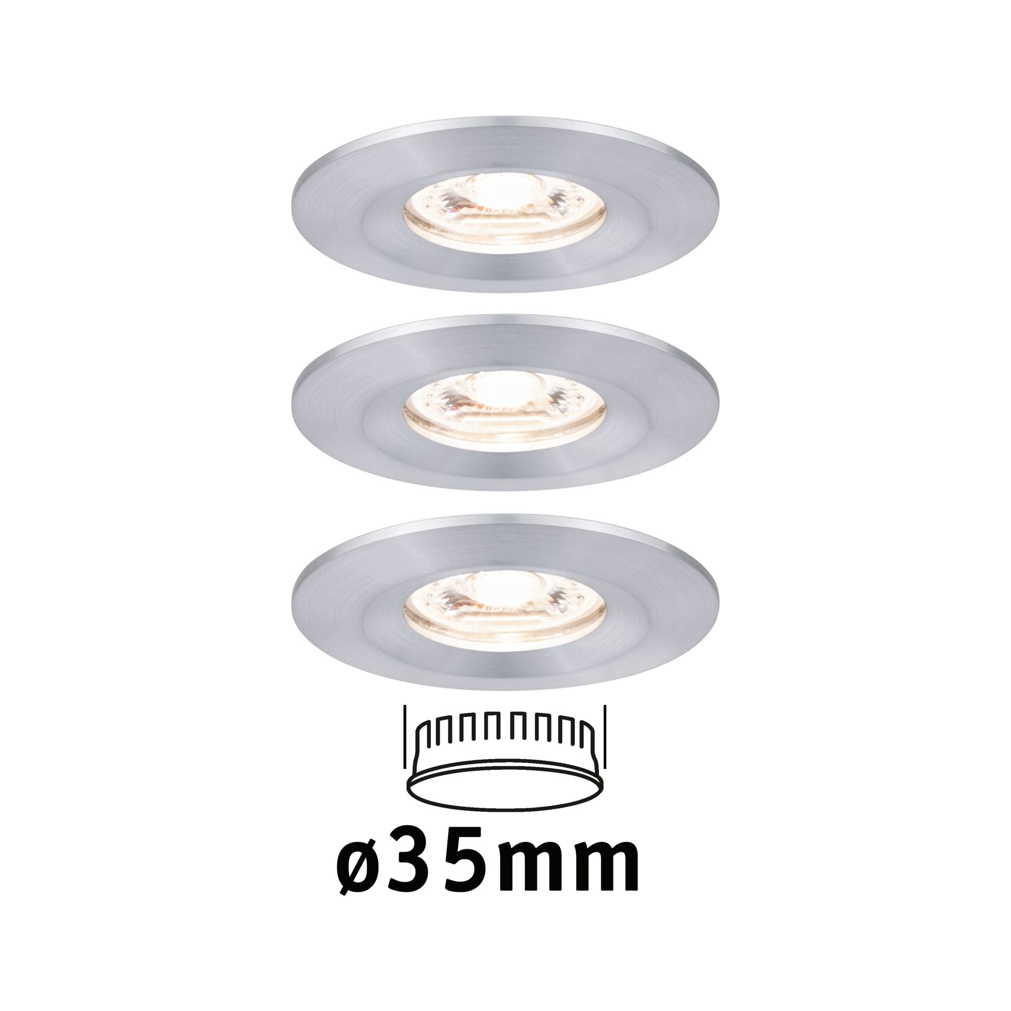 LED Einbauleuchte Nova Mini Coin Basisset starr IP44 rund 65mm Coin 3x4W 3x310lm 230V 2700K Alu gedreht - Paulmann - 94305