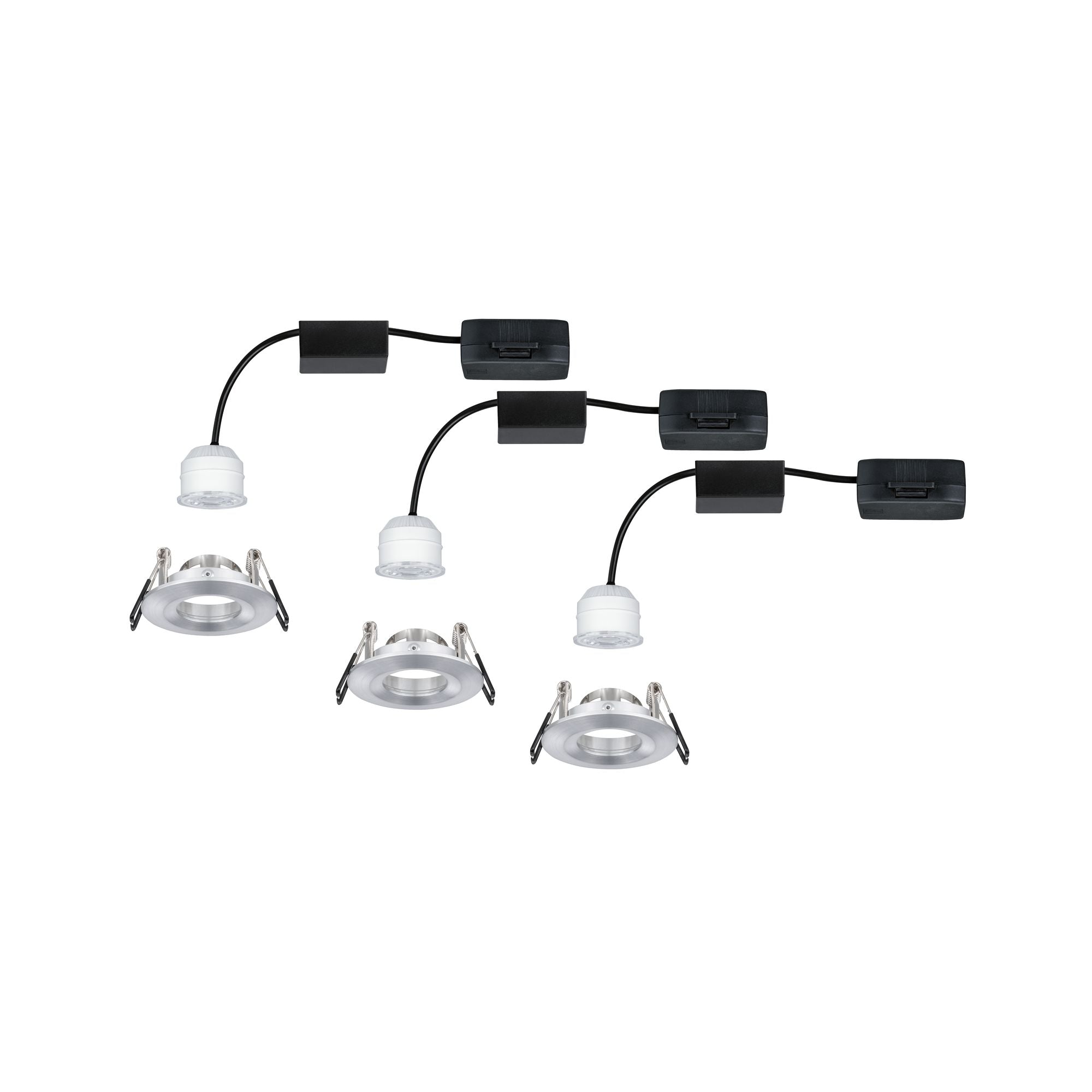 LED Einbauleuchte Nova Mini Coin Basisset starr IP44 rund 65mm Coin 3x4W 3x310lm 230V 2700K Alu gedreht - Paulmann - 94305