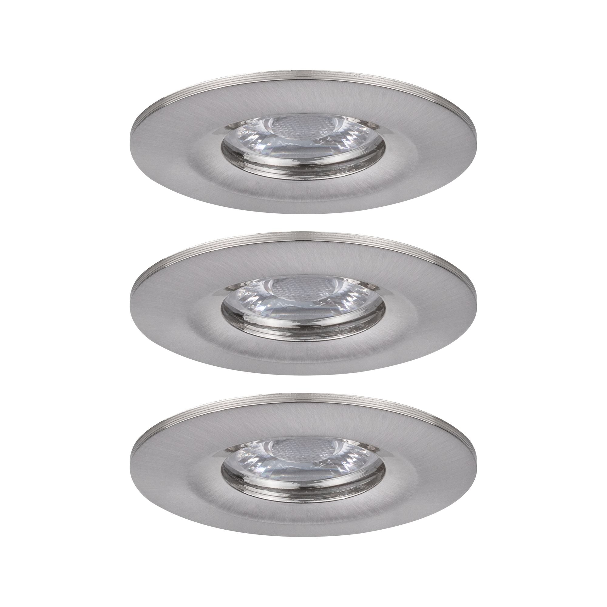 LED Einbauleuchte Nova Mini Coin Basisset starr IP44 rund 65mm Coin 3x4W 3x310lm 230V 2700K Eisen gebürstet - Paulmann - 94301