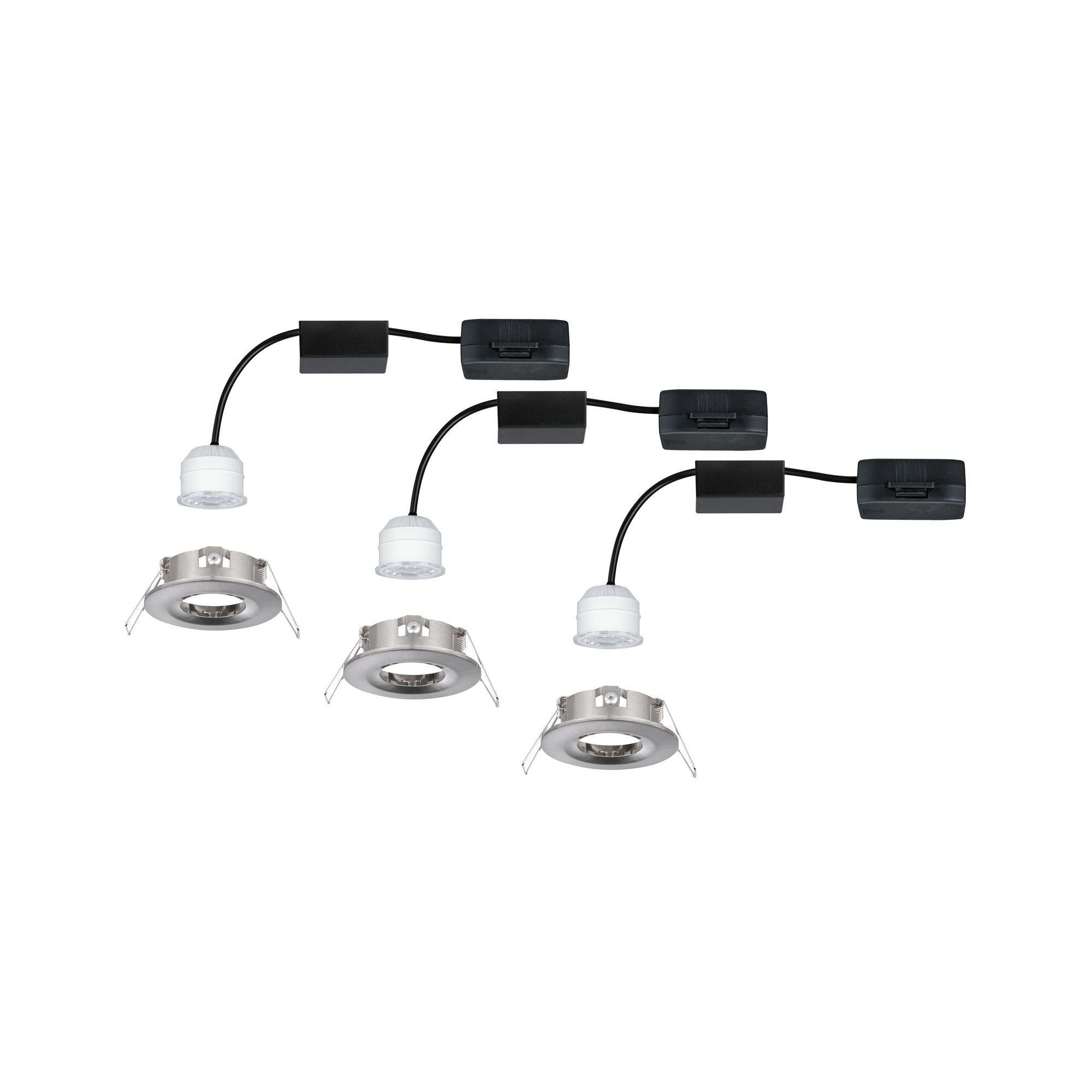LED Einbauleuchte Nova Mini Coin Basisset starr IP44 rund 65mm Coin 3x4W 3x310lm 230V 2700K Eisen gebürstet - Paulmann - 94301