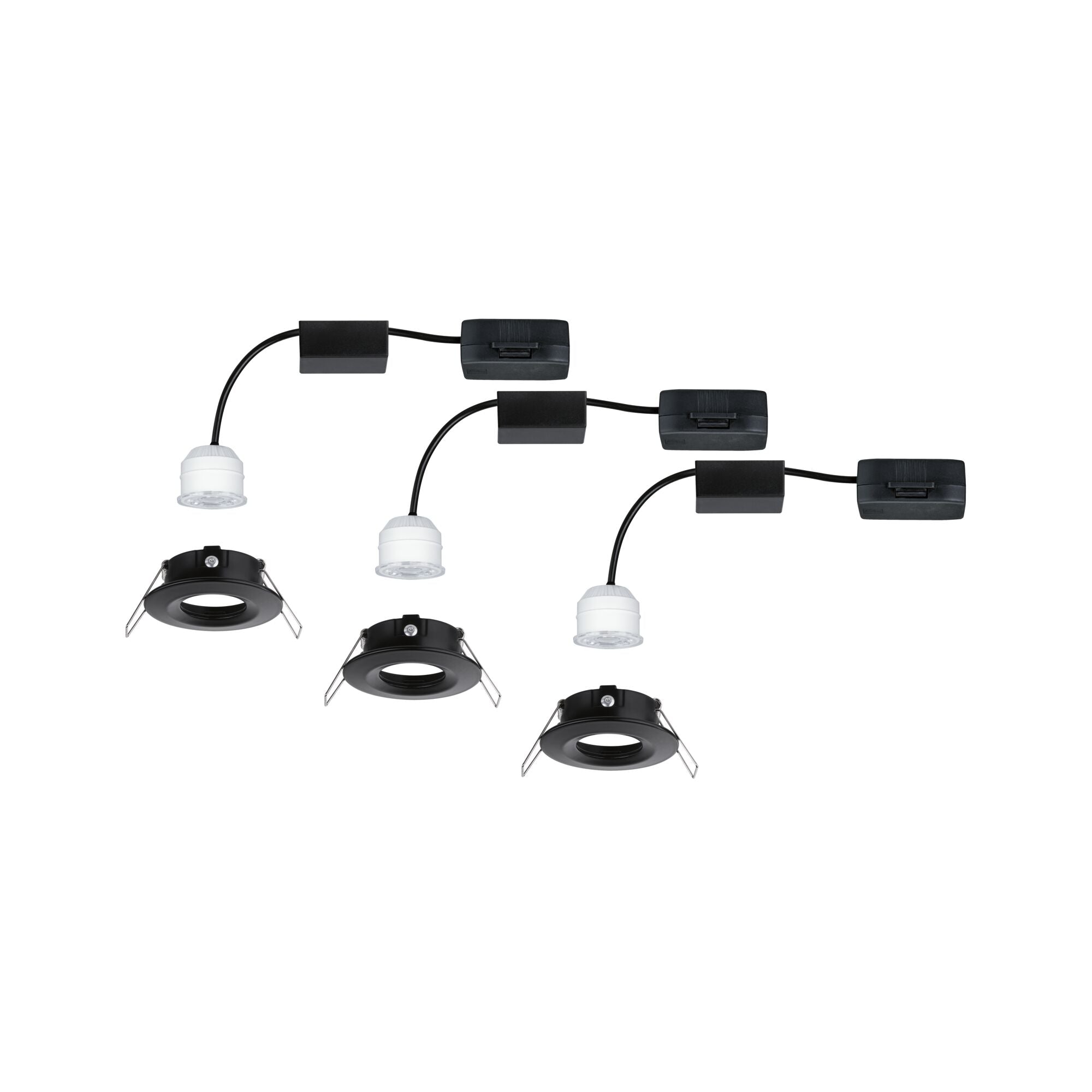 LED Einbauleuchte Nova Mini Coin Basisset starr rund 66mm Coin 3x4W 3x310lm 230V 2700K Schwarz matt - Paulmann - 93084
