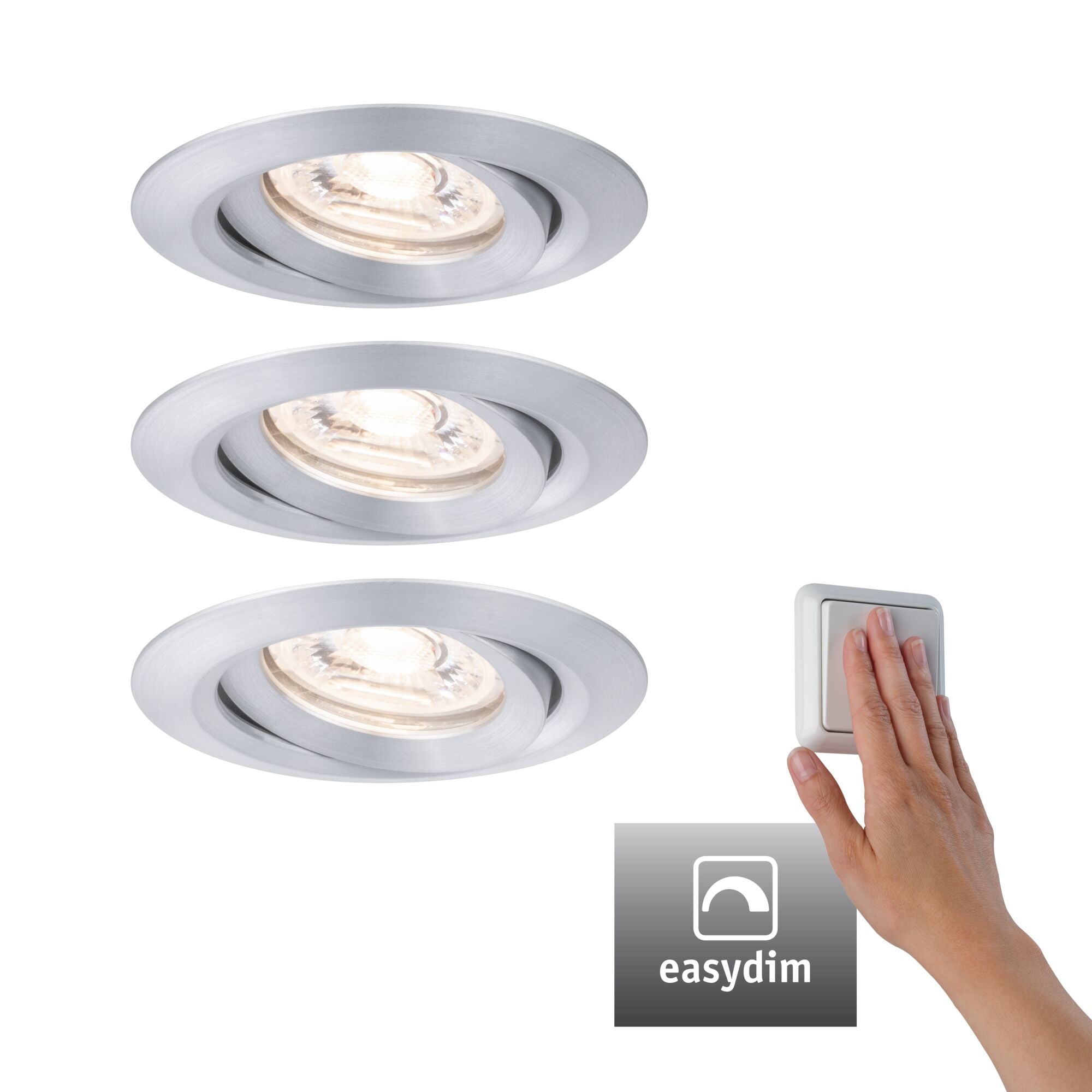 LED Einbauleuchte Nova Mini Plus Coin Basisset schwenkbar rund 66mm 15° Coin 3x4,2W 3x300lm 230V dimmbar 2700K Alu - Paulmann - 92975