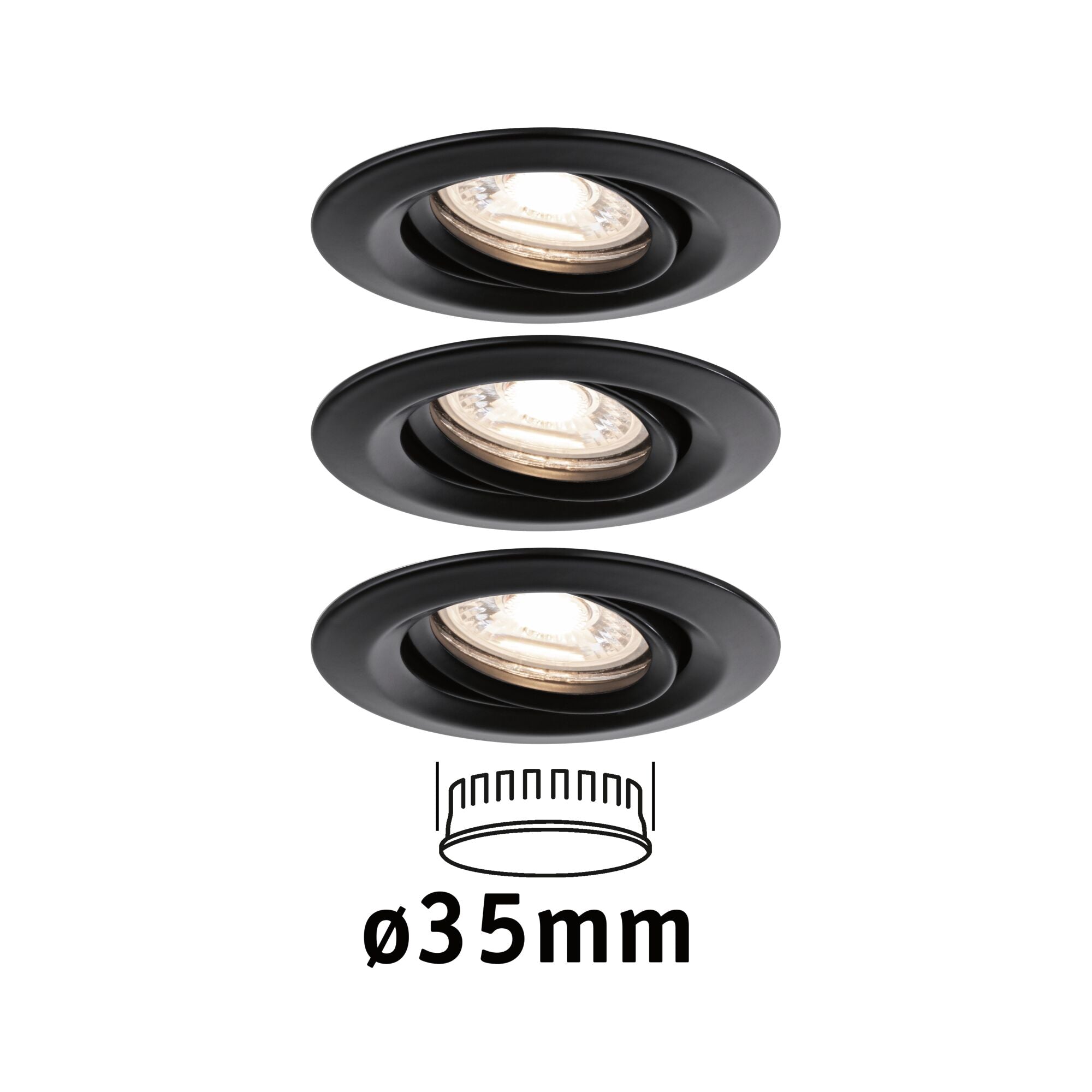 LED Einbauleuchte Nova Mini Plus Coin Basisset schwenkbar rund 66mm 15° Coin 3x4W 3x310lm 230V 2700K Schwarz matt - Paulmann - 93085