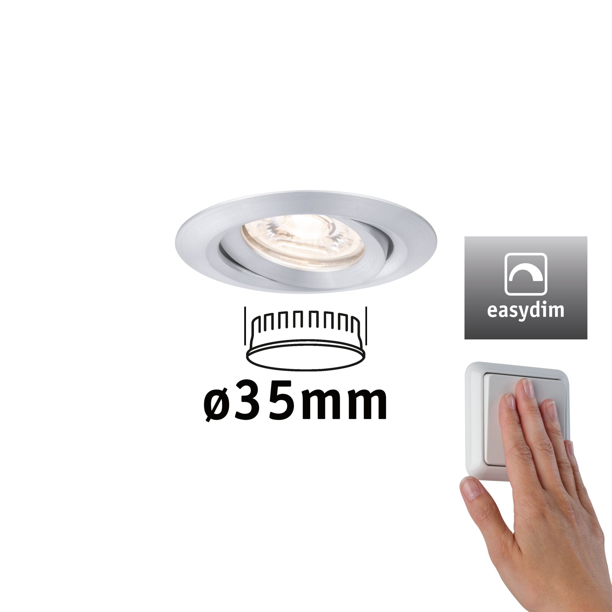 LED Einbauleuchte Nova Mini Plus Coin Einzelleuchte schwenkbar rund 66mm 15° Coin 4,2W 300lm 230V dimmbar 2700K Alu - Paulmann - 92974