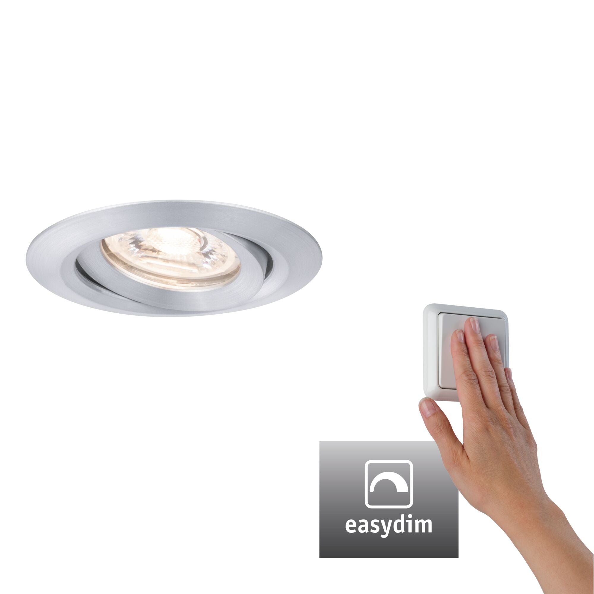 LED Einbauleuchte Nova Mini Plus Coin Einzelleuchte schwenkbar rund 66mm 15° Coin 4,2W 300lm 230V dimmbar 2700K Alu - Paulmann - 92974