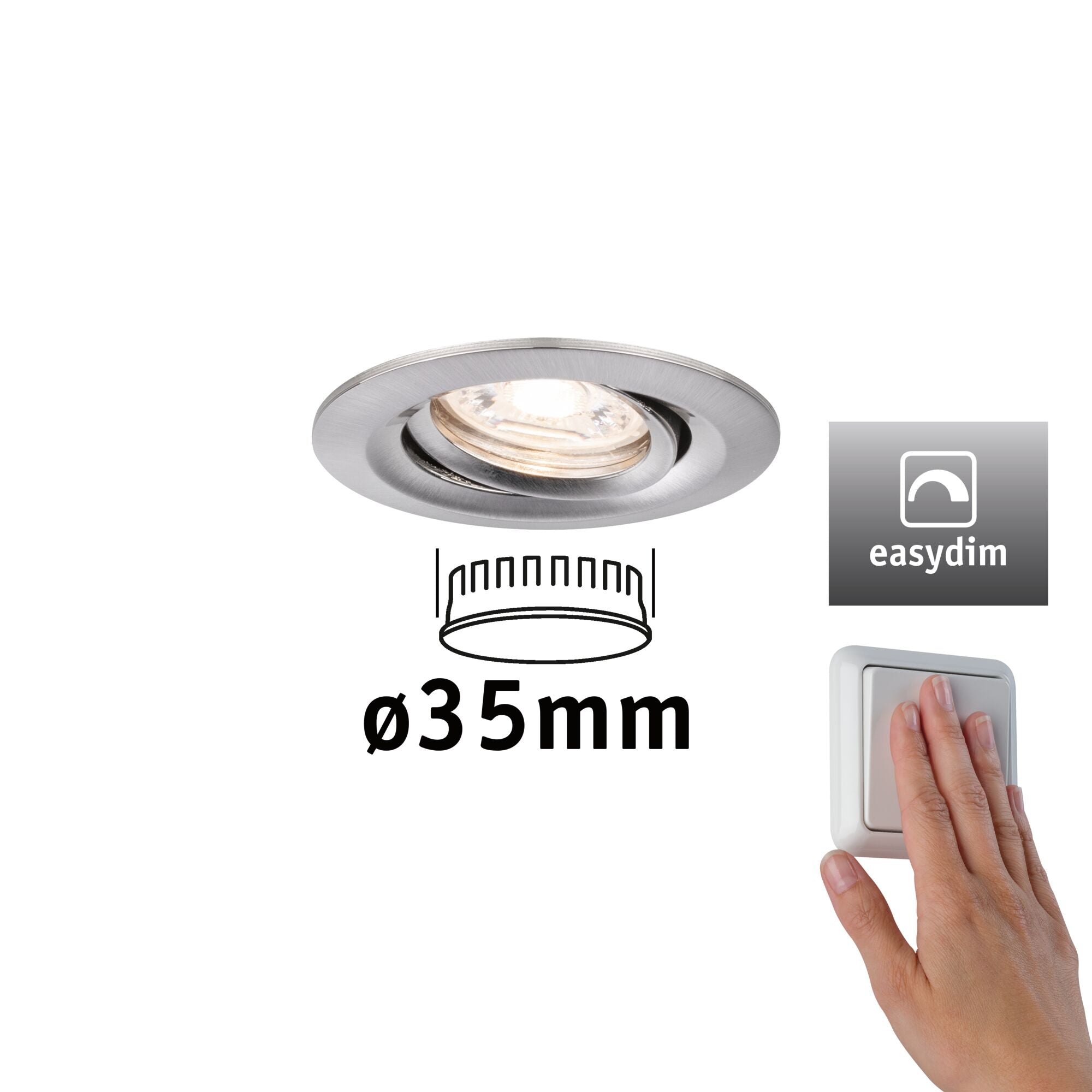 LED Einbauleuchte Nova Mini Plus Coin Einzelleuchte schwenkbar rund 66mm 15° Coin 4,2W 300lm 230V dimmbar 2700K Eisen gebürstet - Paulmann - 92972