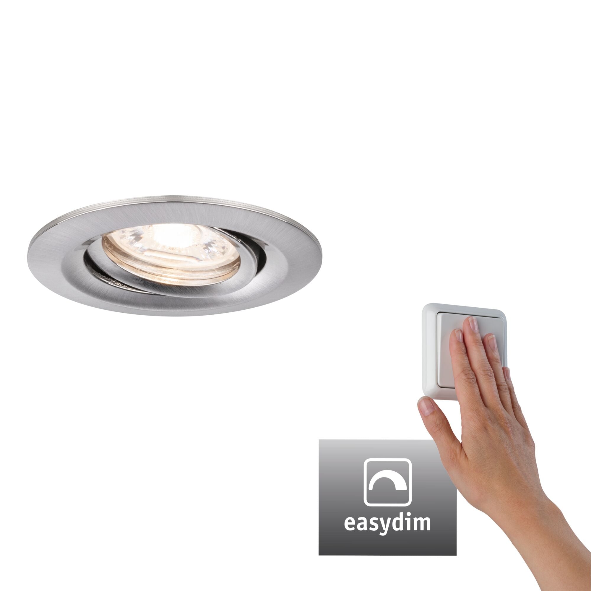 LED Einbauleuchte Nova Mini Plus Coin Einzelleuchte schwenkbar rund 66mm 15° Coin 4,2W 300lm 230V dimmbar 2700K Eisen gebürstet - Paulmann - 92972