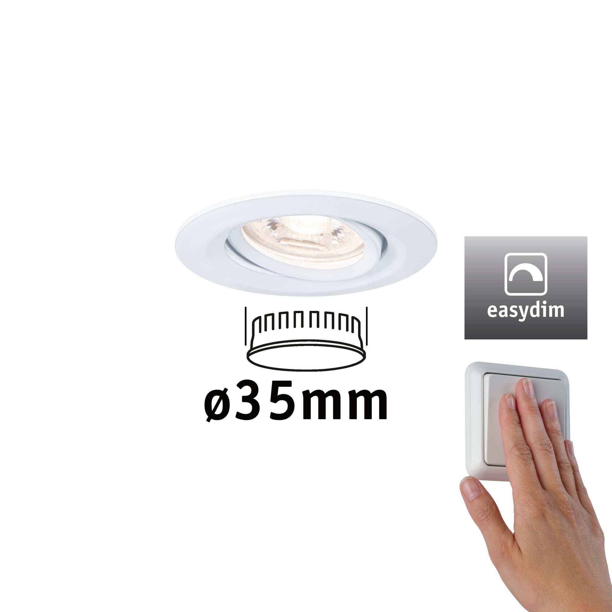LED Einbauleuchte Nova Mini Plus Coin Einzelleuchte schwenkbar rund 66mm 15° Coin 4,2W 300lm 230V dimmbar 2700K Weiß matt - Paulmann - 92970