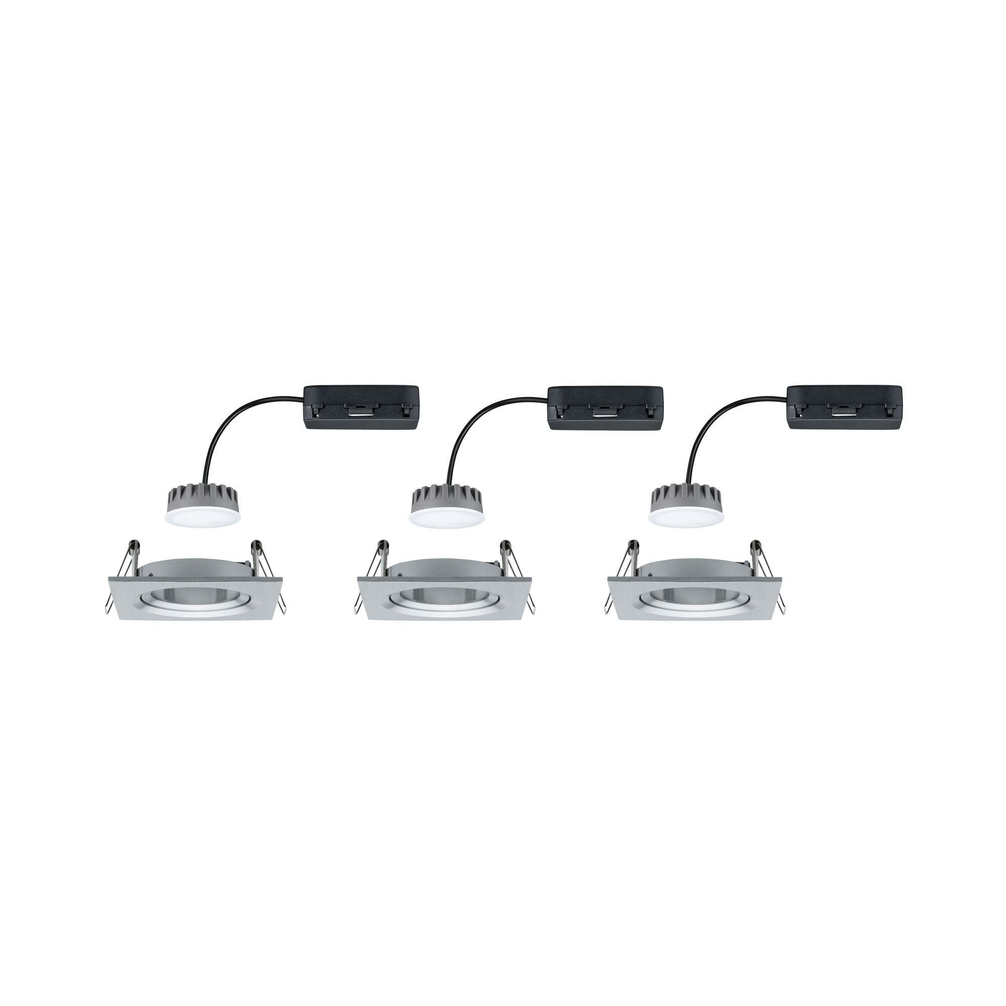 LED Einbauleuchte Nova Plus Coin Basisset schwenkbar eckig 84x84mm 50° Coin 3x6W 3x470lm 230V dimmbar 2700K Alu gedreht - Paulmann - 93680