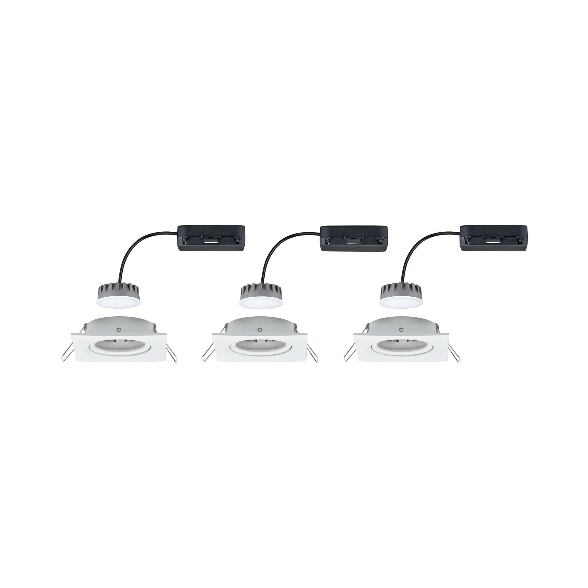 LED Einbauleuchte Nova Plus Coin Basisset schwenkbar eckig 84x84mm 50° Coin 3x6W 3x470lm 230V dimmbar 2700K Weiß matt - Paulmann - 93678