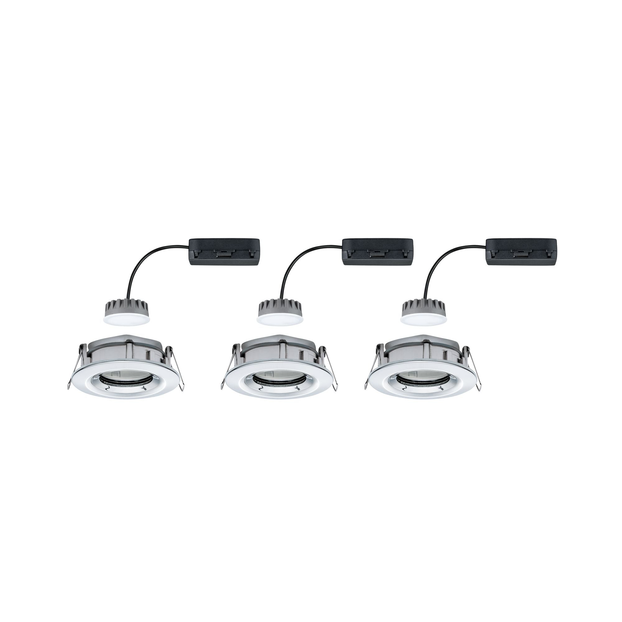 LED Einbauleuchte Nova Plus Coin Basisset schwenkbar IP65 rund 93mm 30° Coin 3x6W 3x470lm 230V dimmbar 2700K Chrom - Paulmann - 93684