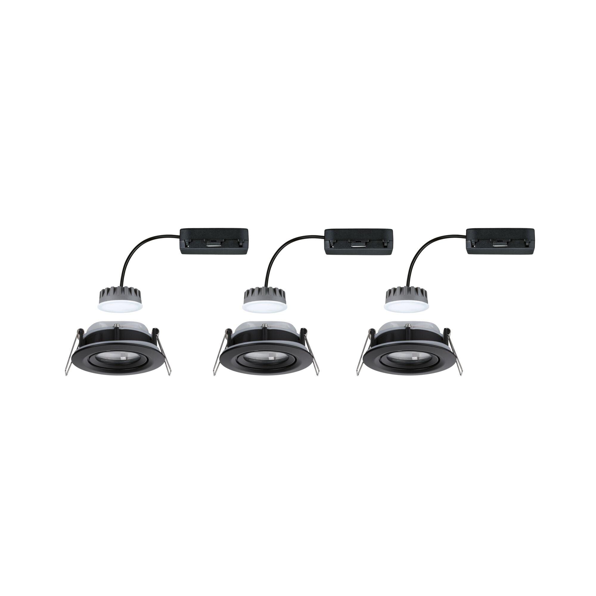 LED Einbauleuchte Nova Plus Coin Basisset schwenkbar IP65 rund 93mm 30° Coin 3x6W 3x470lm 230V dimmbar 2700K Schwarz matt - Paulmann - 93082