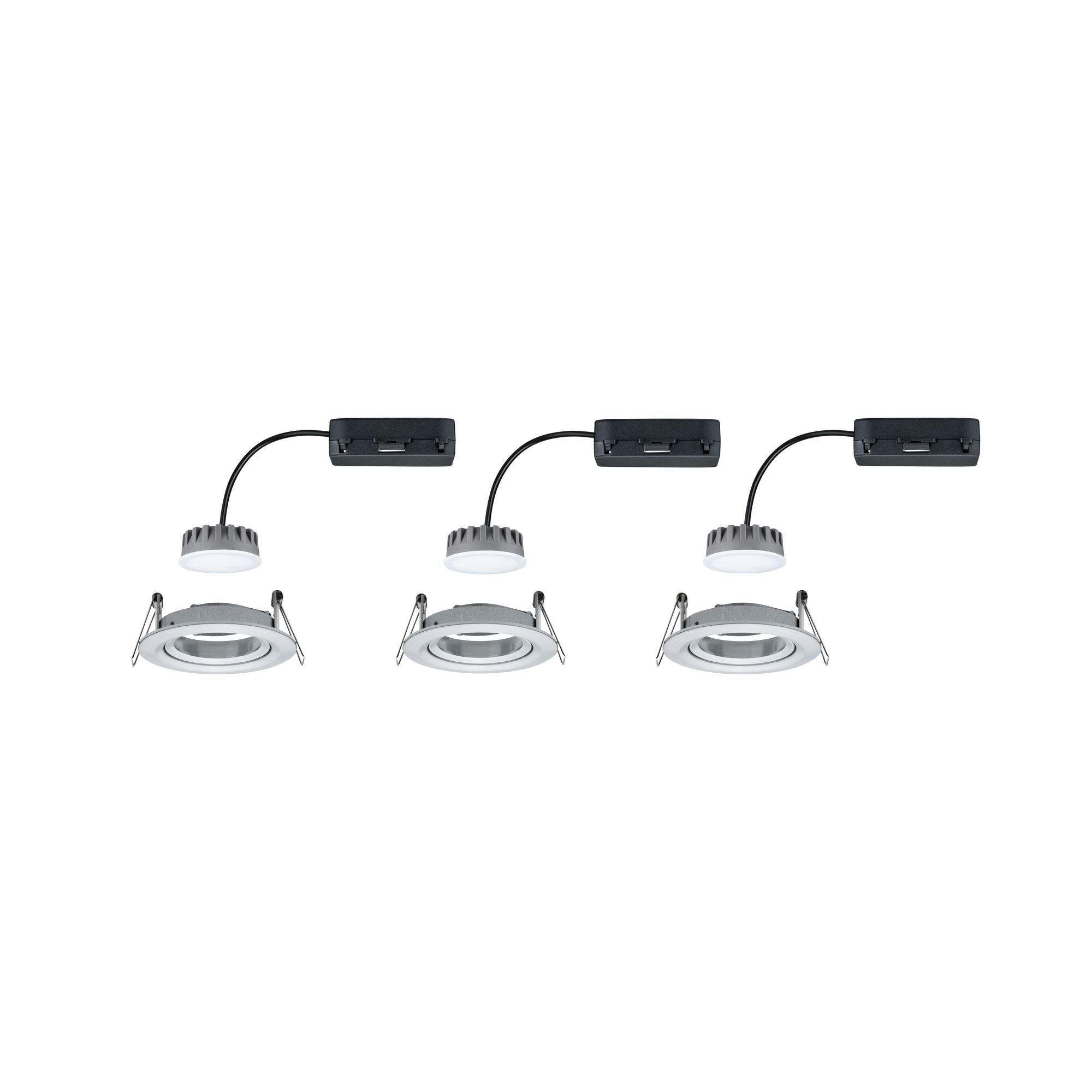 LED Einbauleuchte Nova Plus Coin Basisset schwenkbar rund 84mm 50° Coin 3x6W 3x470lm 230V dimmbar 2700K Alu gedreht - Paulmann - 93903