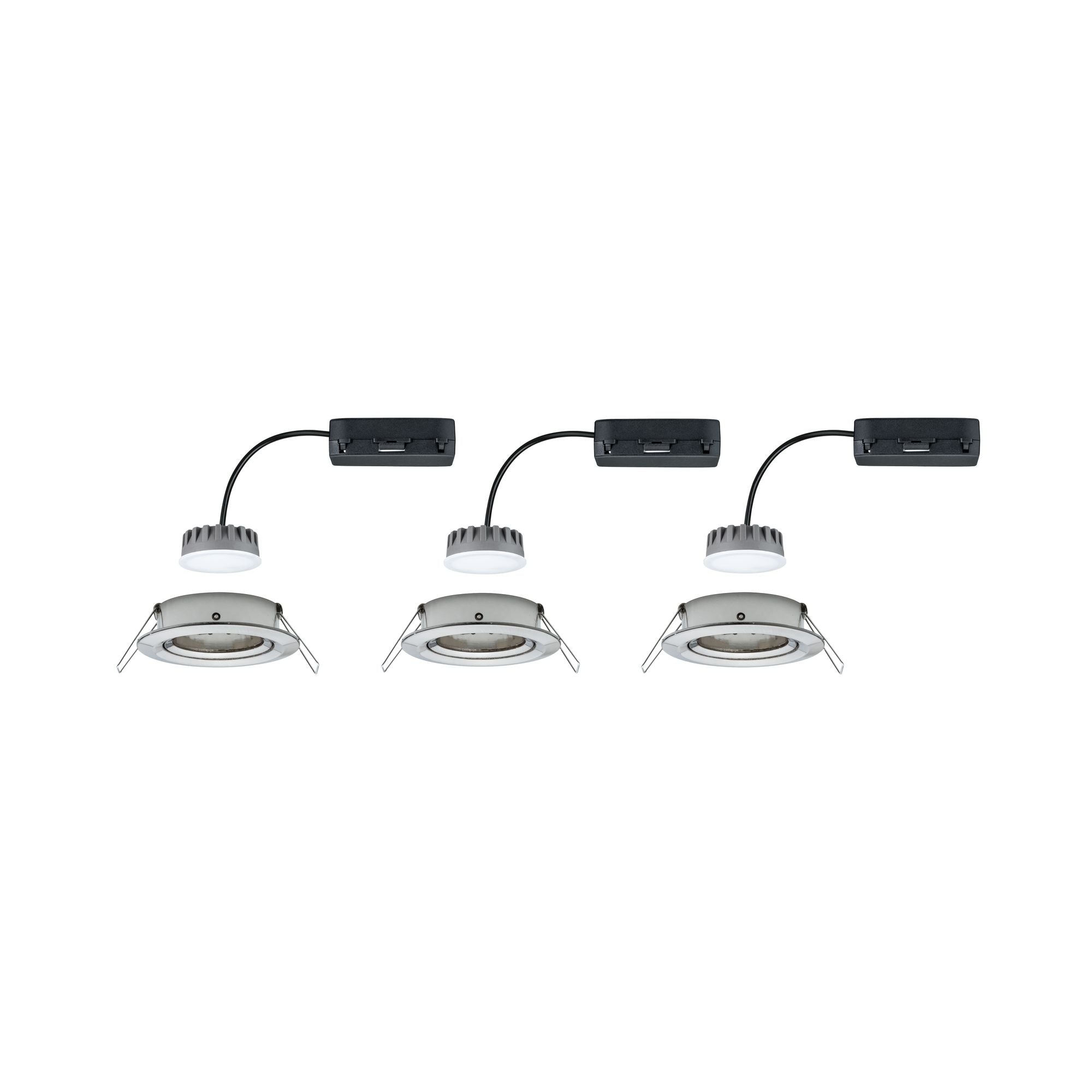 LED Einbauleuchte Nova Plus Coin Basisset schwenkbar rund 84mm 50° Coin 3x6W 3x470lm 230V dimmbar 2700K Eisen gebürstet - Paulmann - 93878