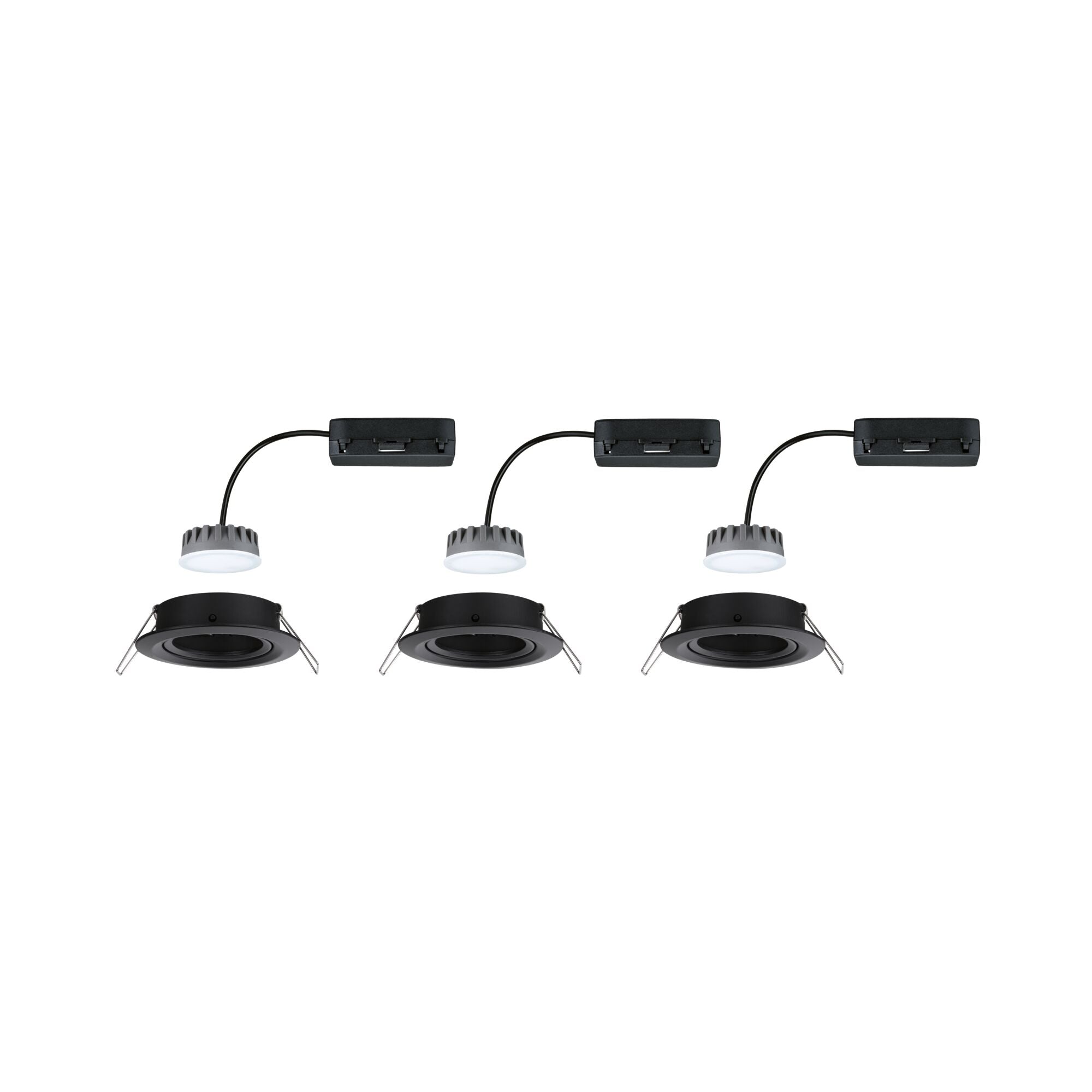 LED Einbauleuchte Nova Plus Coin Basisset schwenkbar rund 84mm 50° Coin 3x6W 3x470lm 230V dimmbar 2700K Schwarz matt - Paulmann - 93080