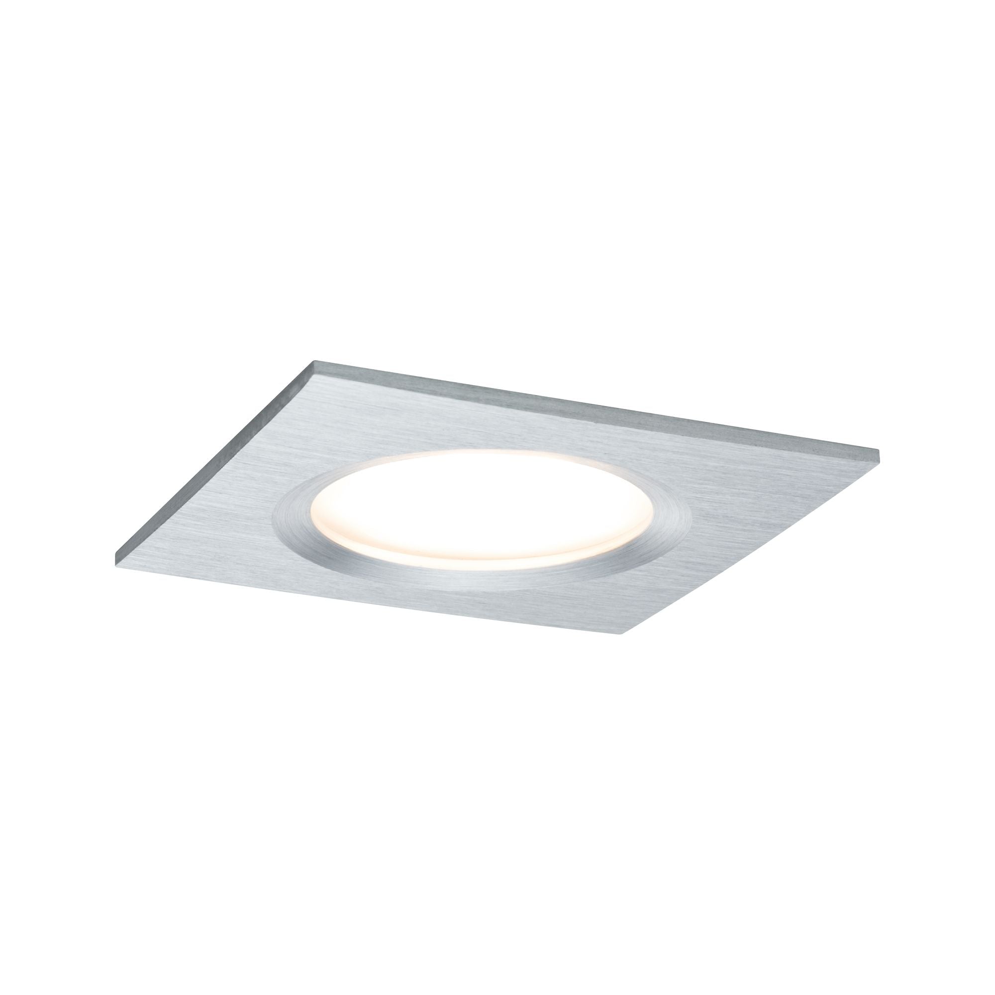 LED Einbauleuchte Nova Plus Coin Basisset starr IP44 eckig 78x78mm Coin 3x6W 3x470lm 230V dimmbar 2700K Alu gedreht - Paulmann - 93895